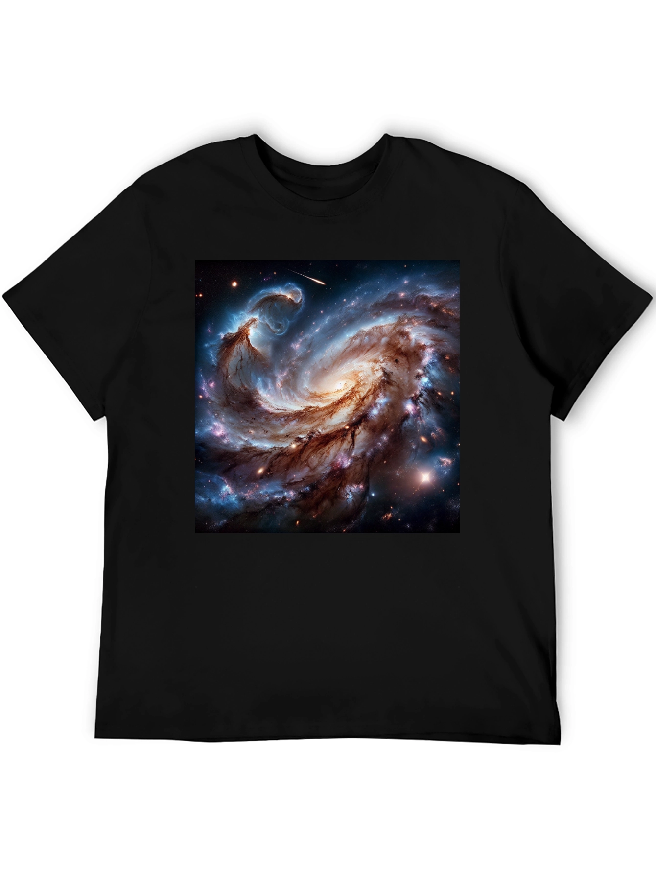Black Cosmic Galaxy Graphic Tee - Black Cotton Blend T-Shirt view 5