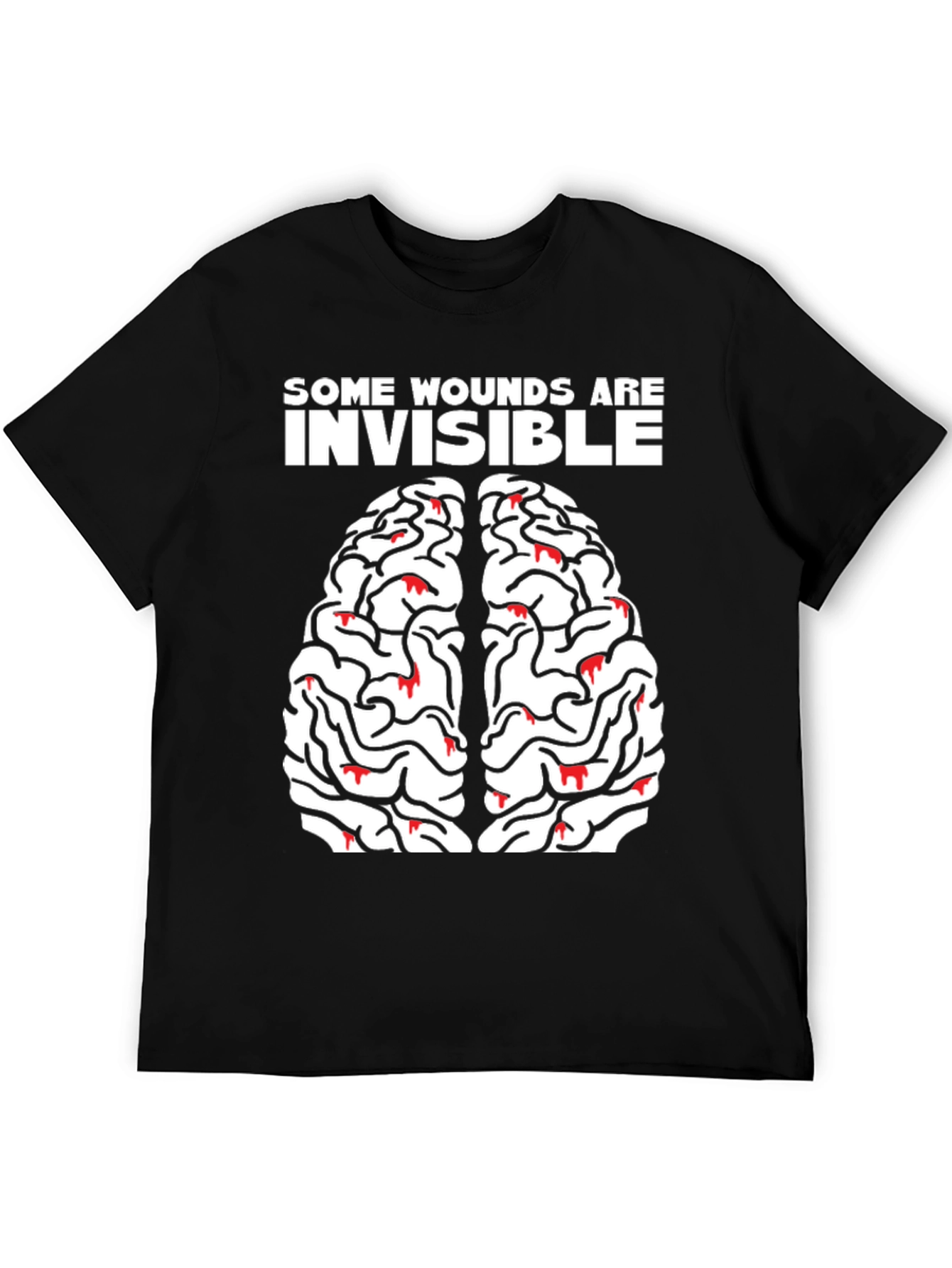 Black Brain Wounds Tee - Mental Health Awareness T-Shirt view 5