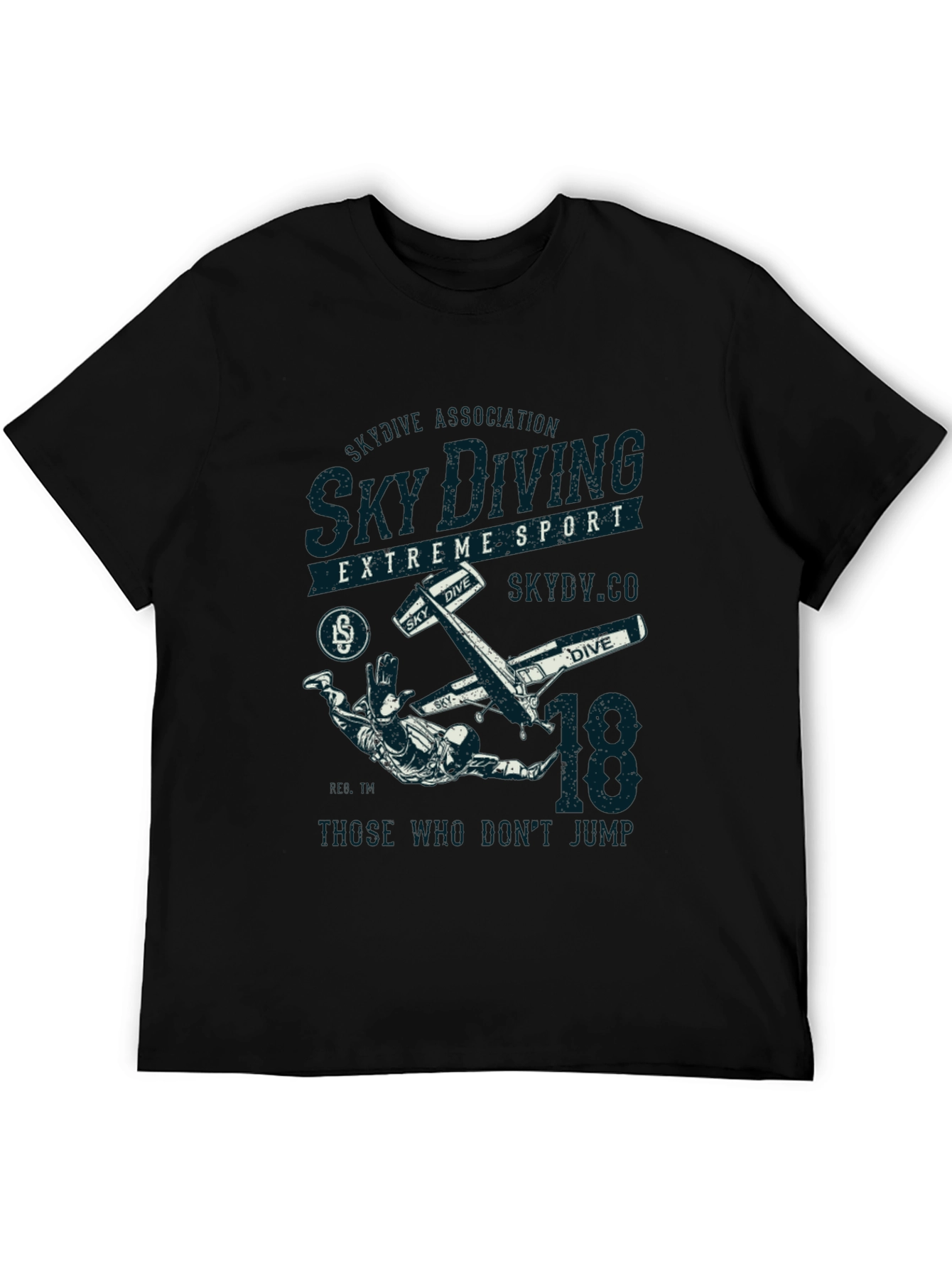 Black Sky Diving Extreme Sport Black Graphic T-Shirt view 5