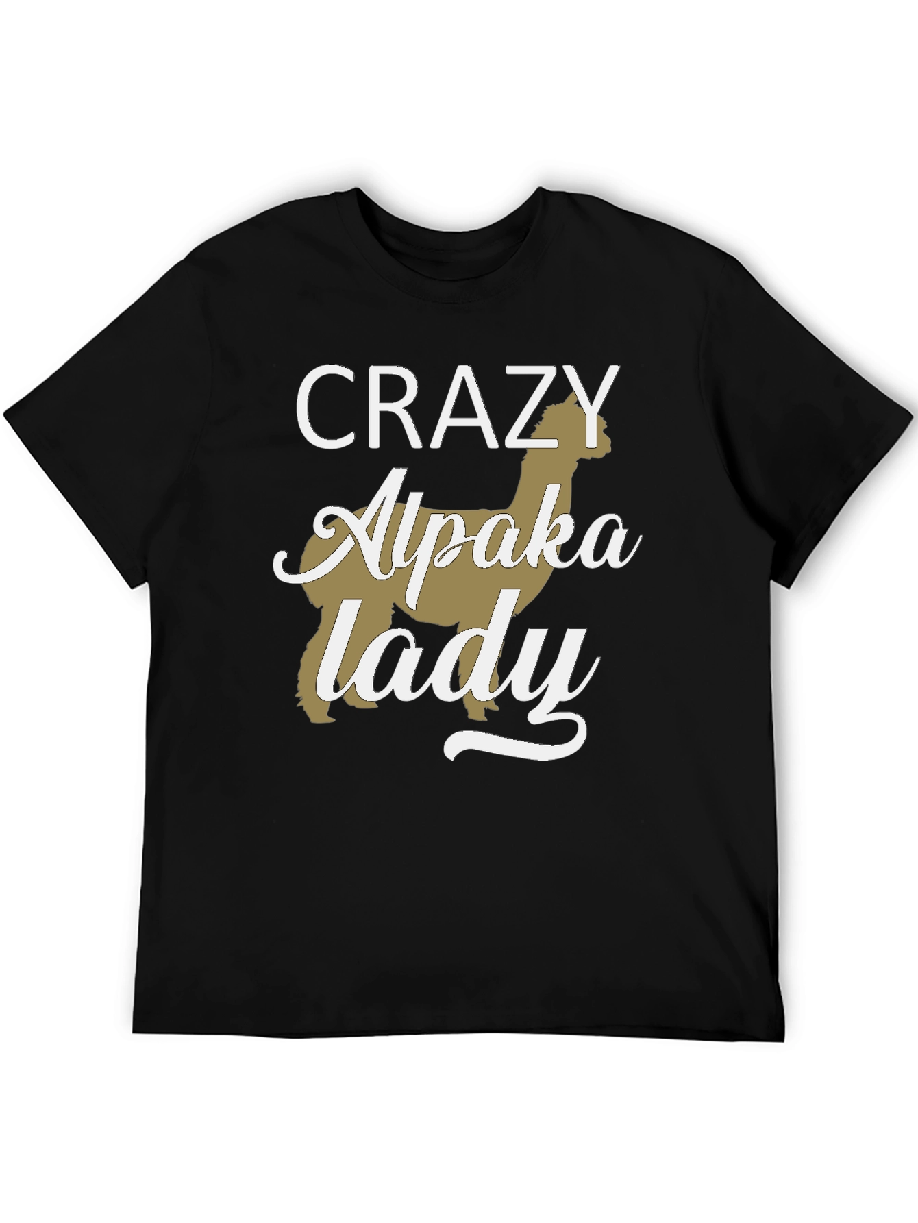 Black Crazy Alpaca Lady T-Shirt - Novelty Graphic Tee view 5