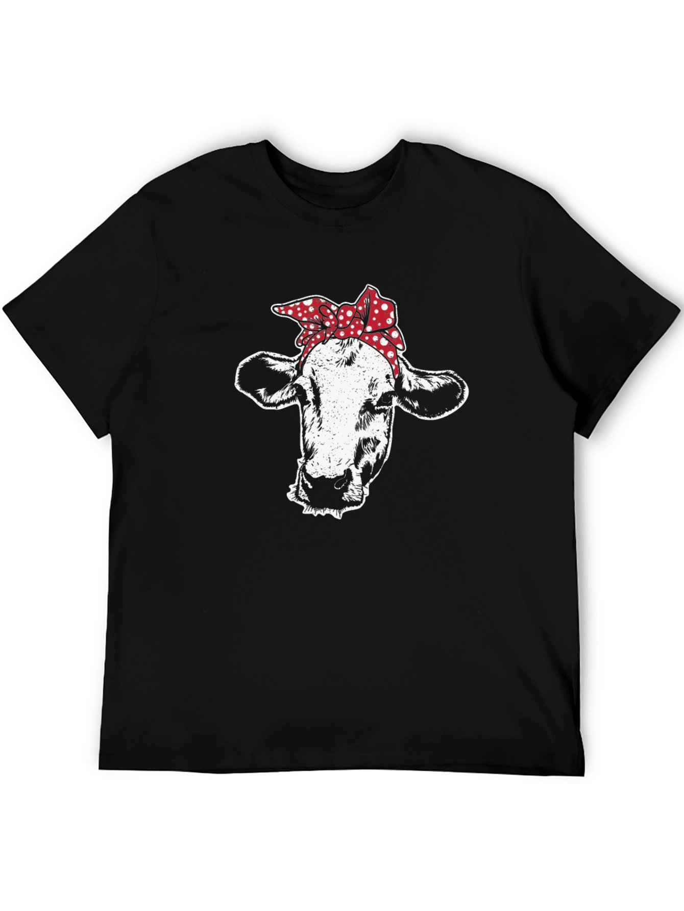 Black Cow Bandana Graphic Tee - Black Cotton T-Shirt view 5