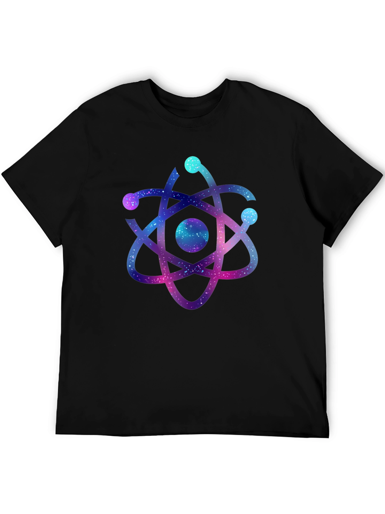 Black Galaxy Atom Graphic Black T-Shirt view 5