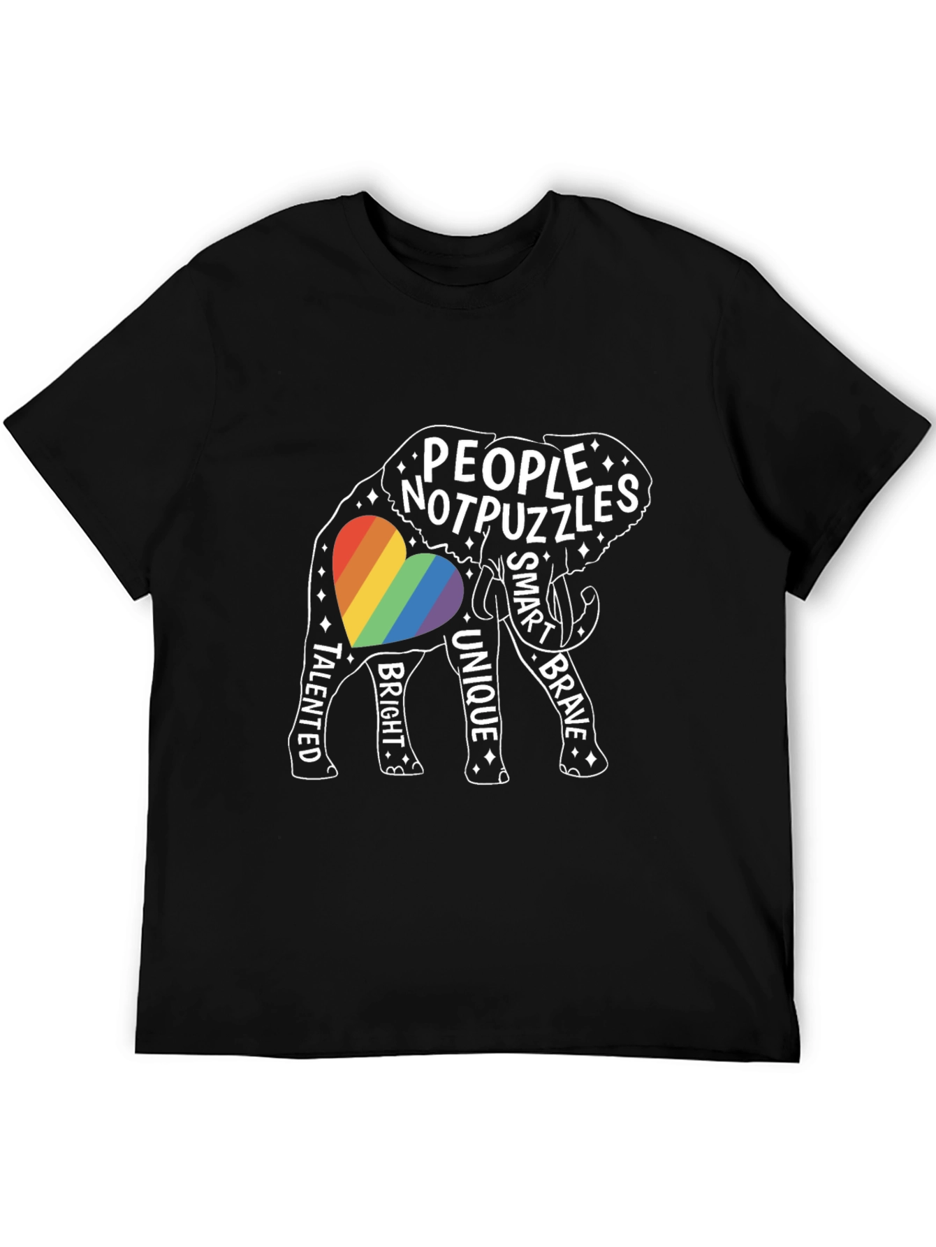 Black People Not Puzzles Elephant LGBTQ+ Pride Tee view 5