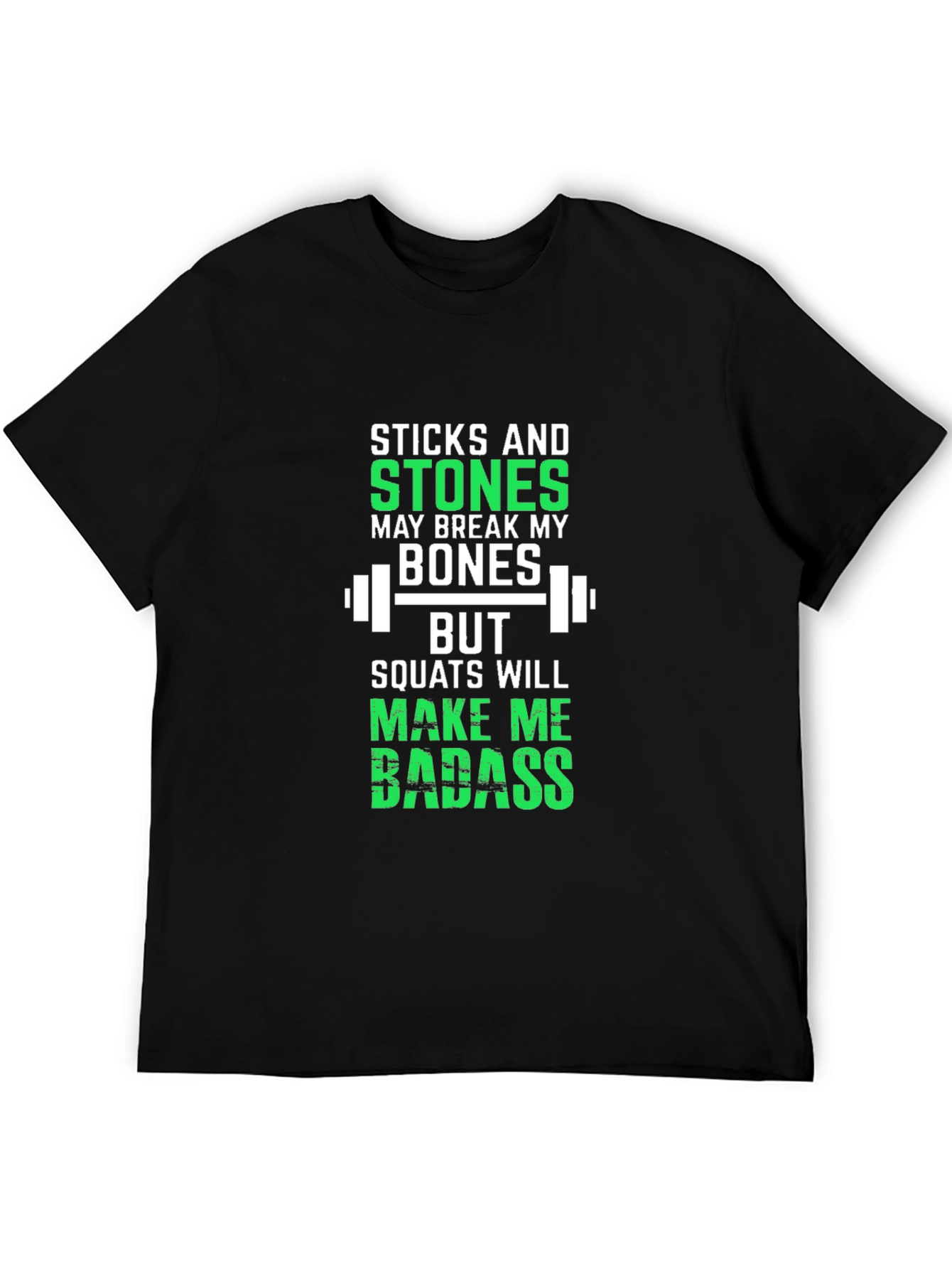 Black Sticks and Stones Squats Workout T-Shirt view 5