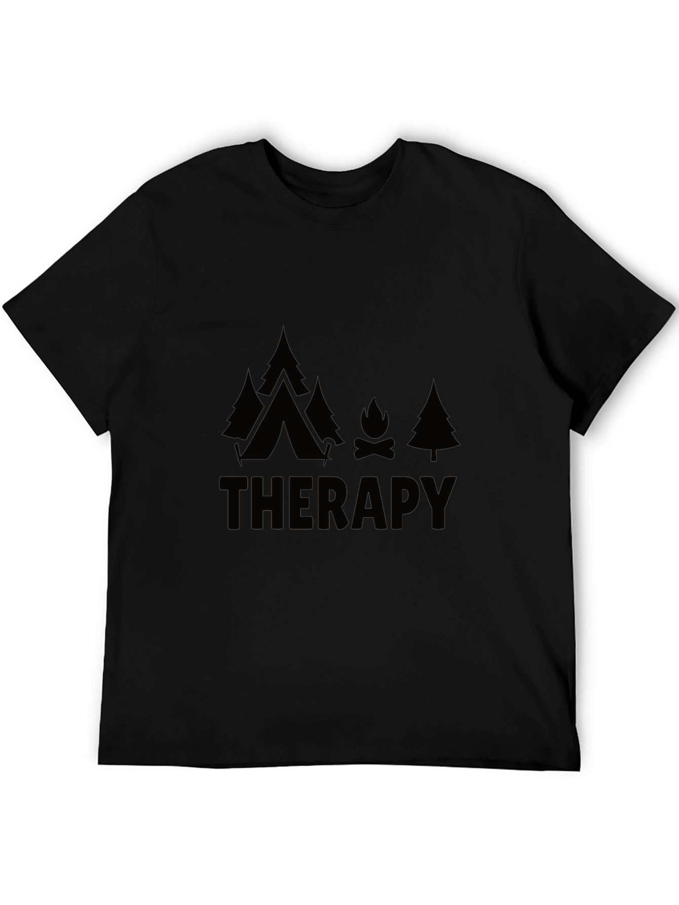 Black Camping Therapy T-Shirt, Nature Lover Tee view 5