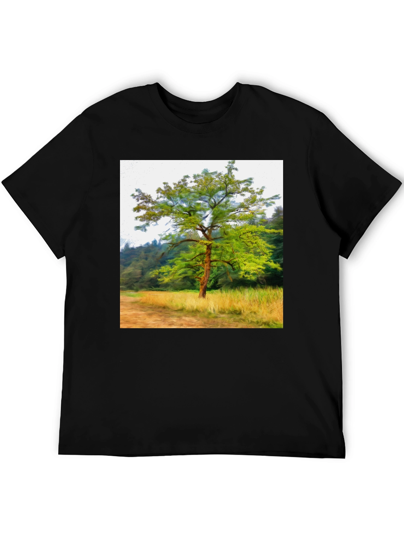 Black Nature Tree Graphic Black T-Shirt view 5