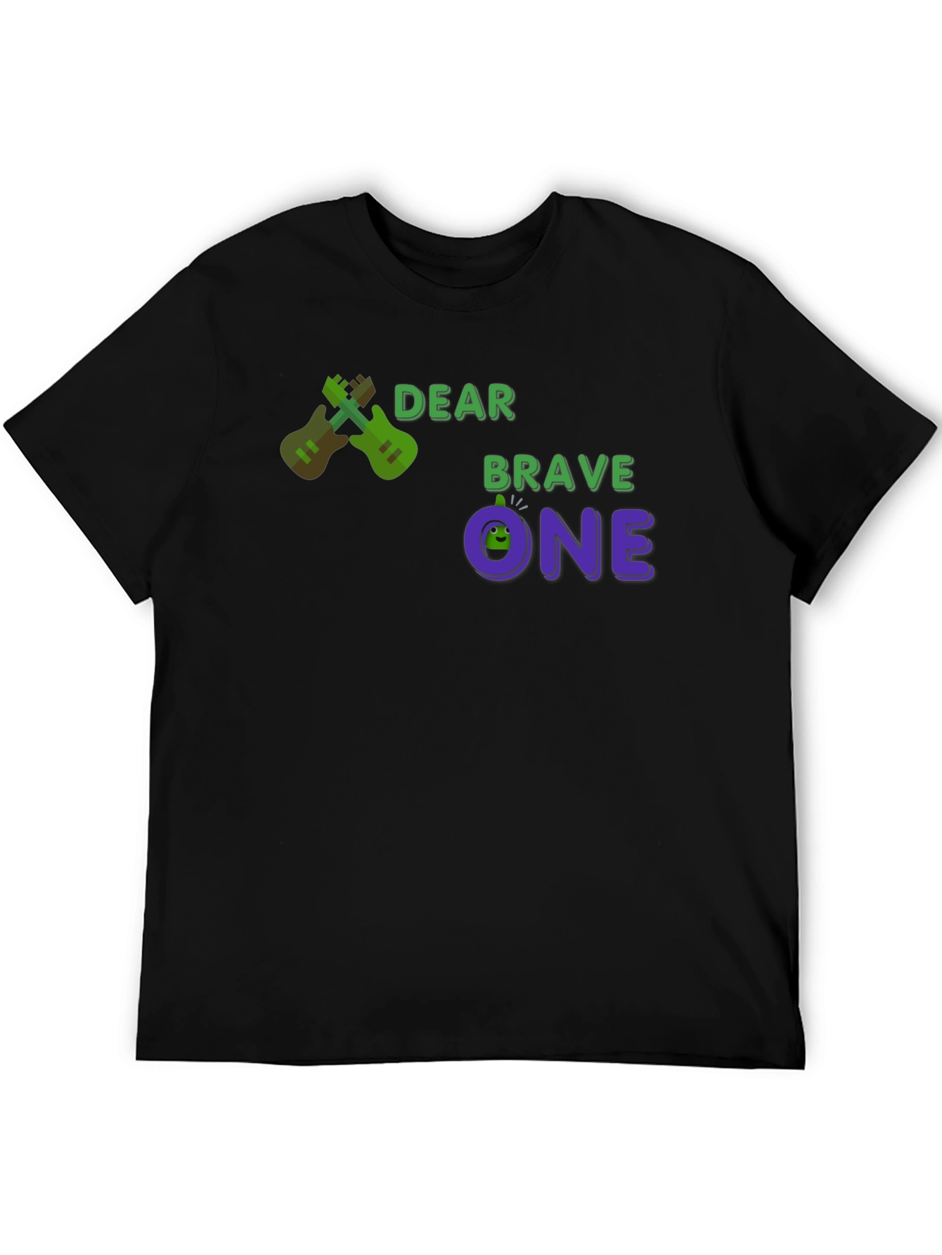 Black Dear Brave One T-Shirt - Guitar Design view 5