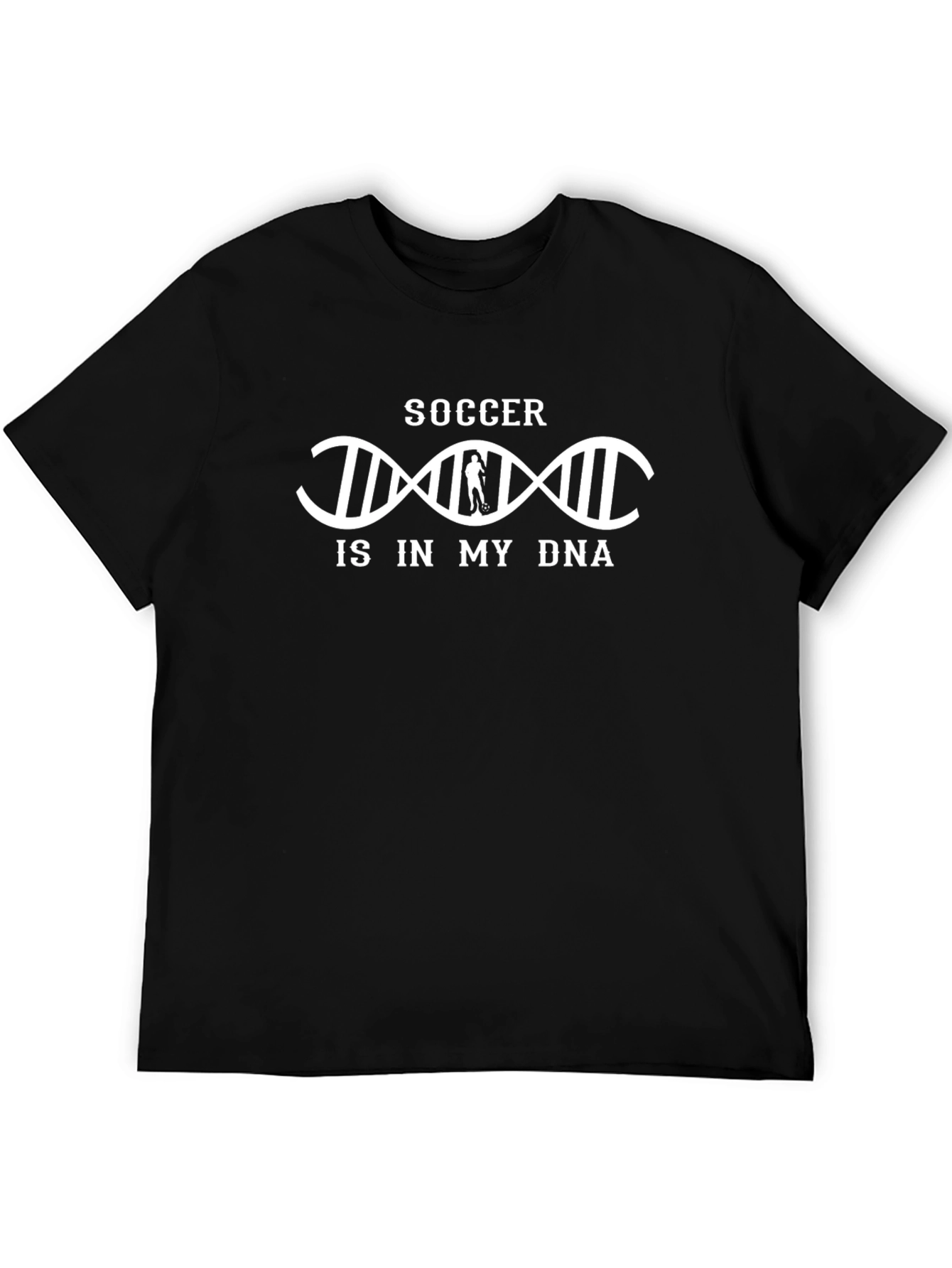 Black Soccer DNA T-Shirt - Sporty Graphic Tee view 5