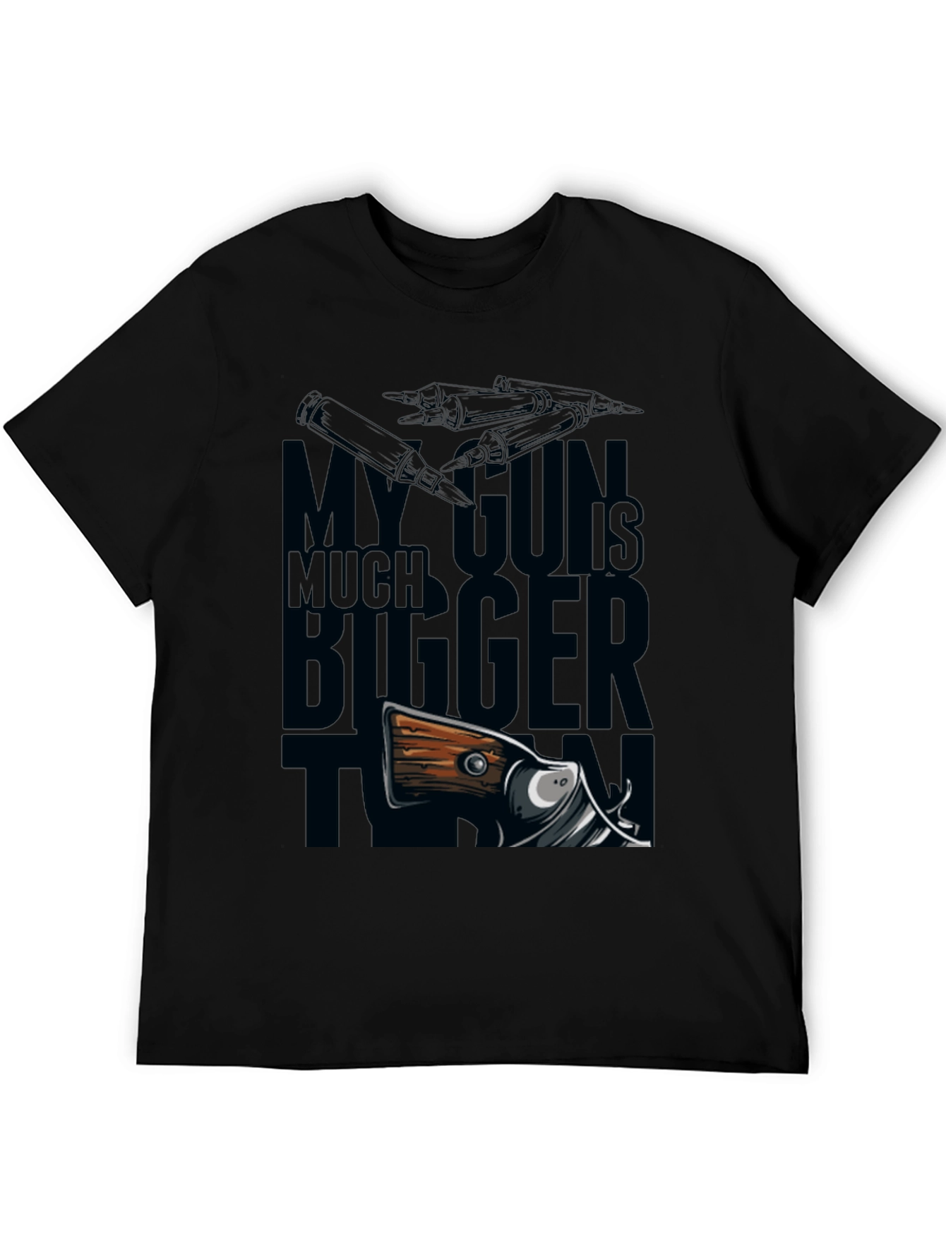 Black My Gun Is Much Bigger Than Yours - Funny Graphic Tee view 5