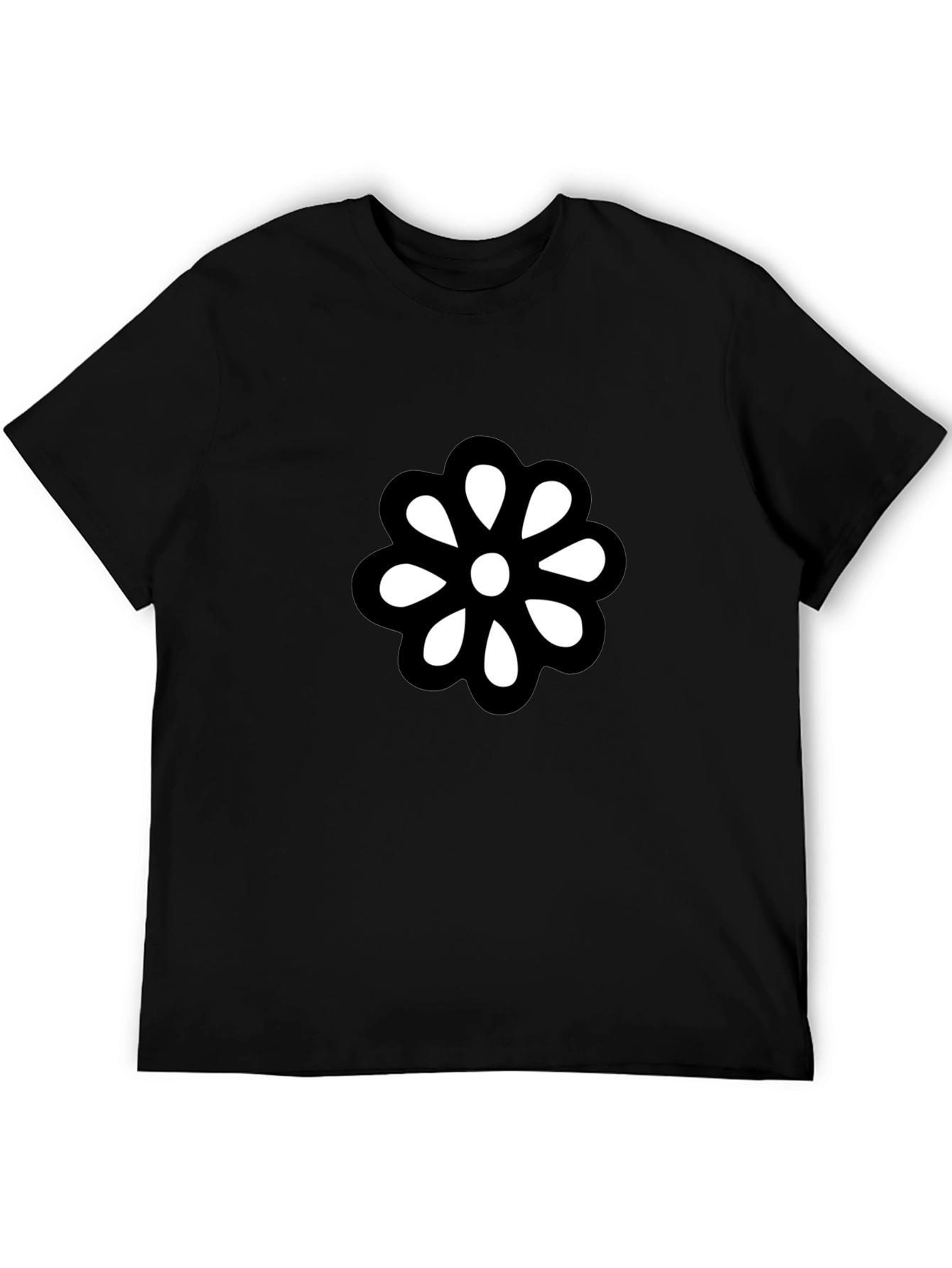 Black Black T-Shirt with Bold Flower Graphic view 5
