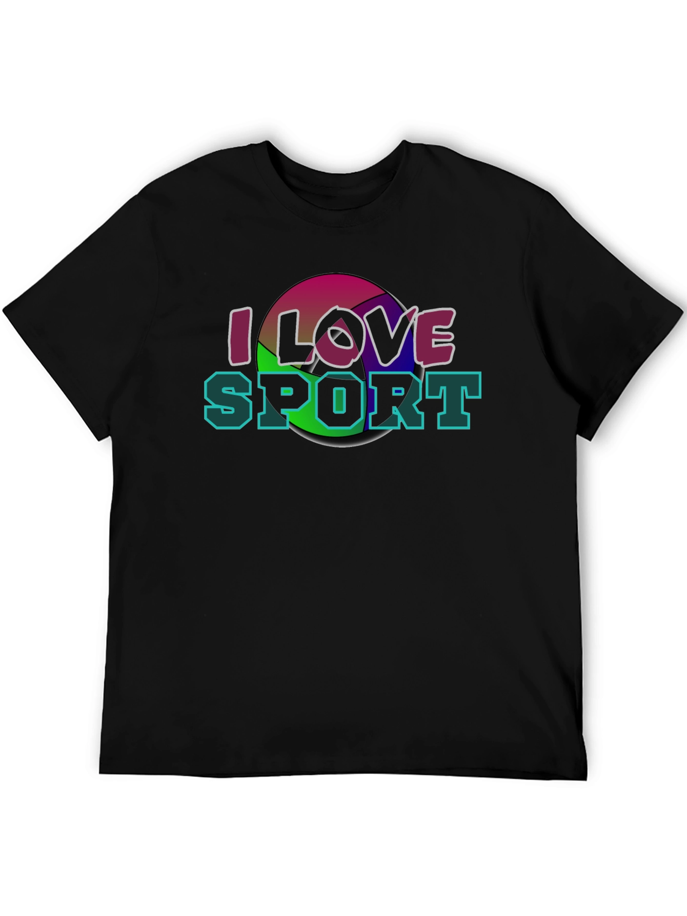 Black I Love Sport T-Shirt - Graphic Tee view 5