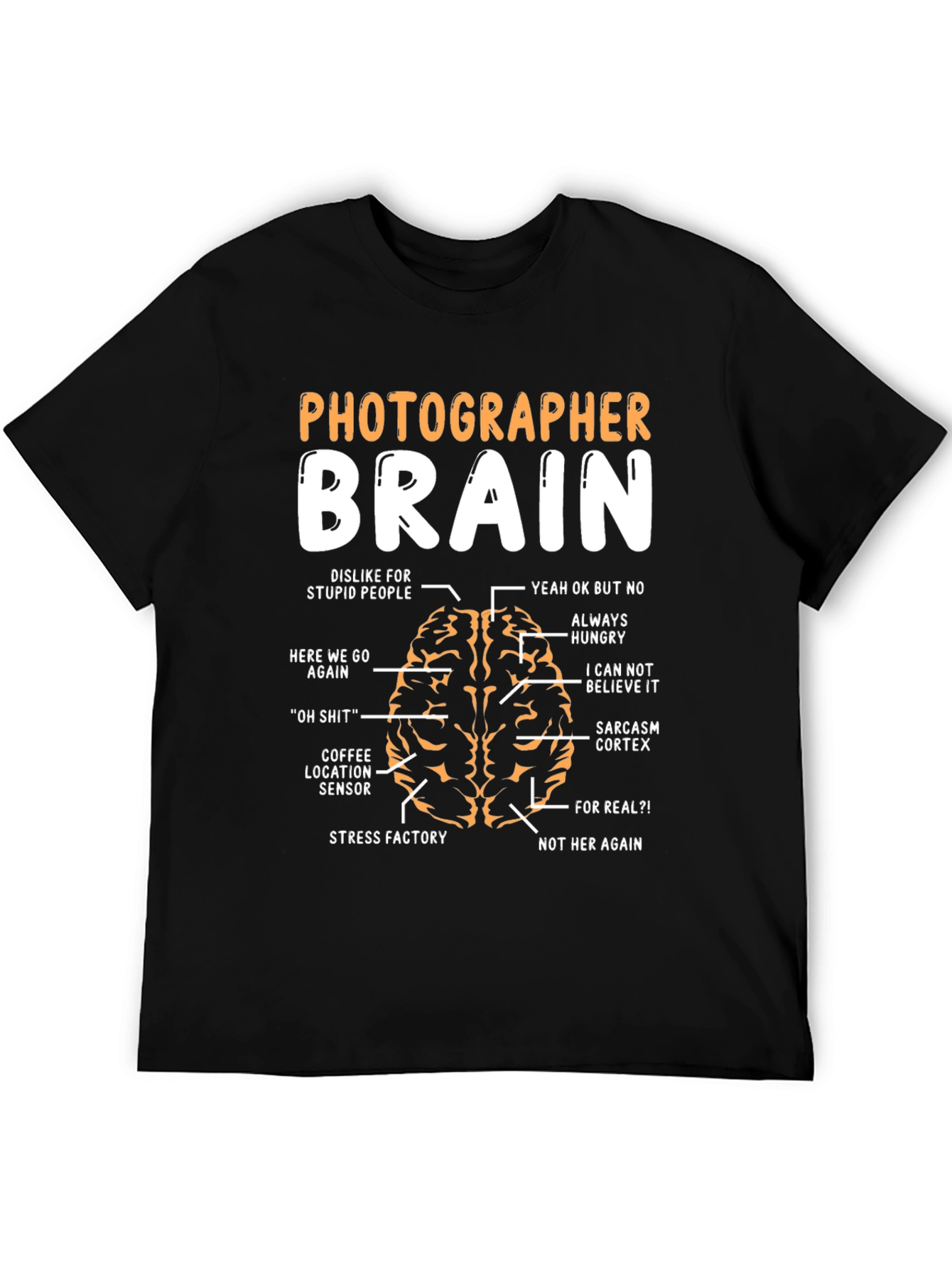 Black Photographer Brain Anatomy T-Shirt - Funny Photography Humor Tee view 5