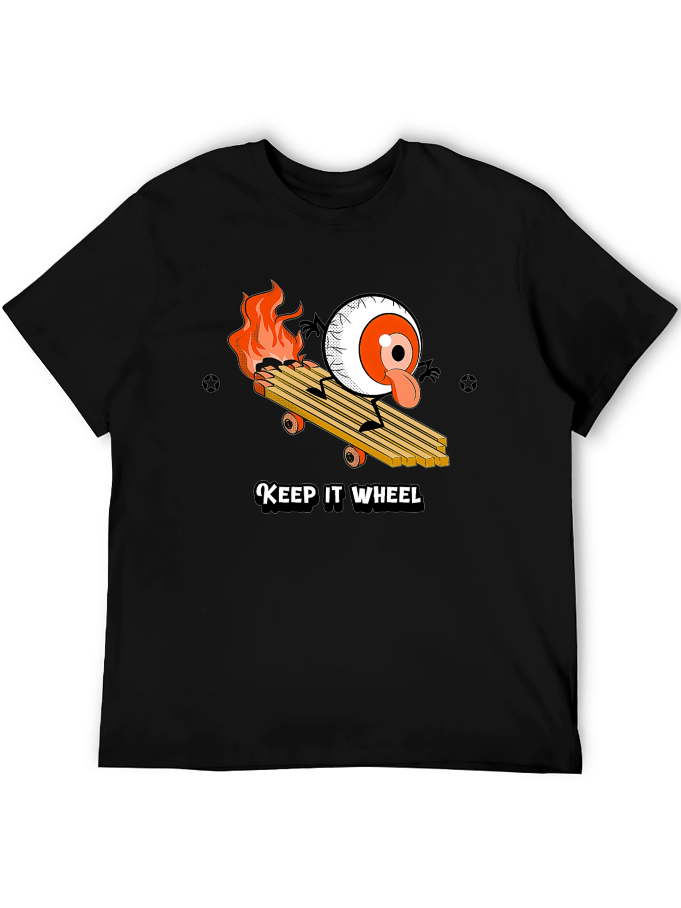 Black Keep It Wheel Eyeball Skateboard Graphic Tee view 5