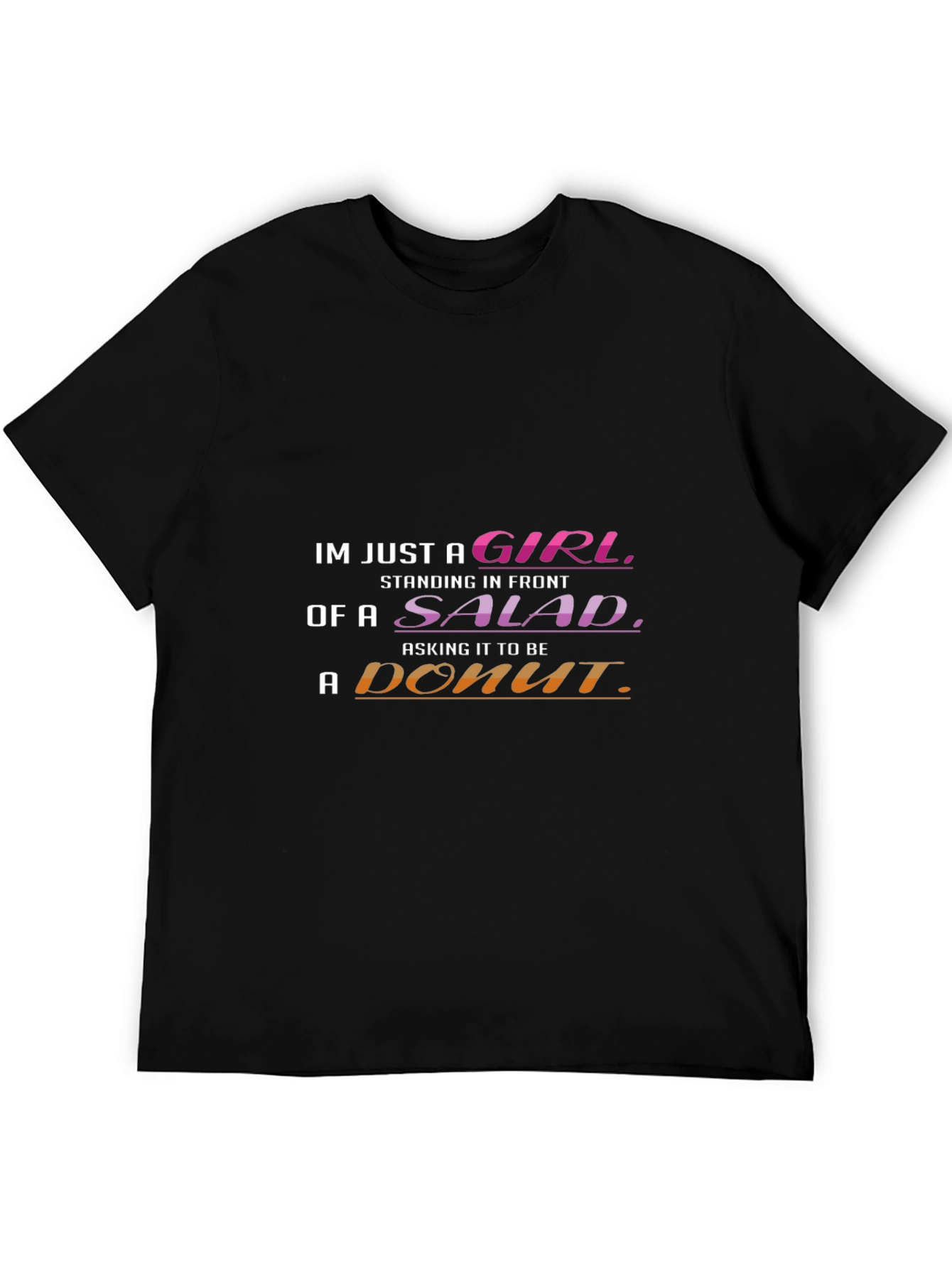 Black Funny Girl Salad Donut T-Shirt view 5
