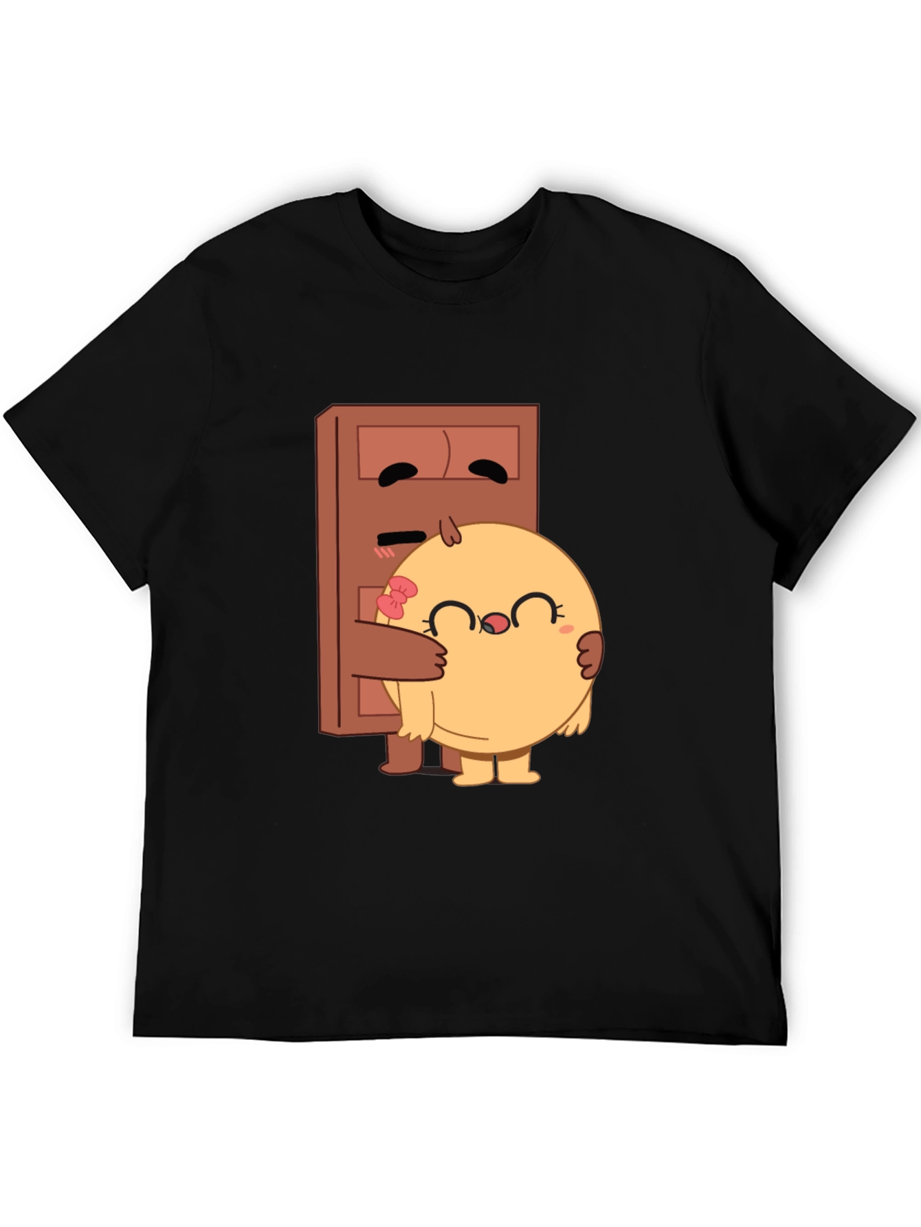 Black Cute Cartoon Hug T-Shirt view 5