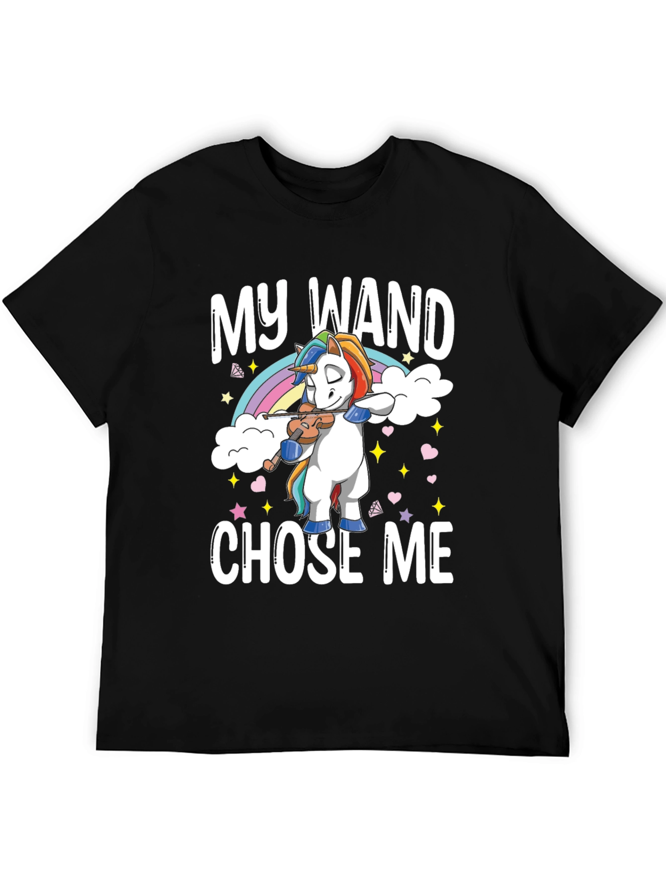 Black My Wand Chose Me Unicorn T-Shirt - Black view 5
