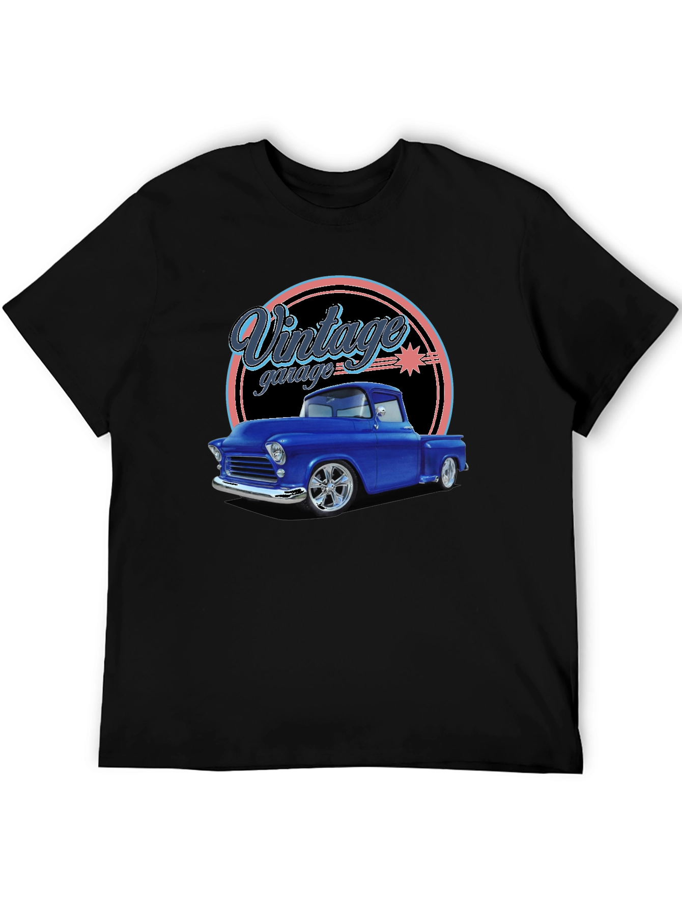 Black Vintage Garage Classic Truck T-Shirt view 5