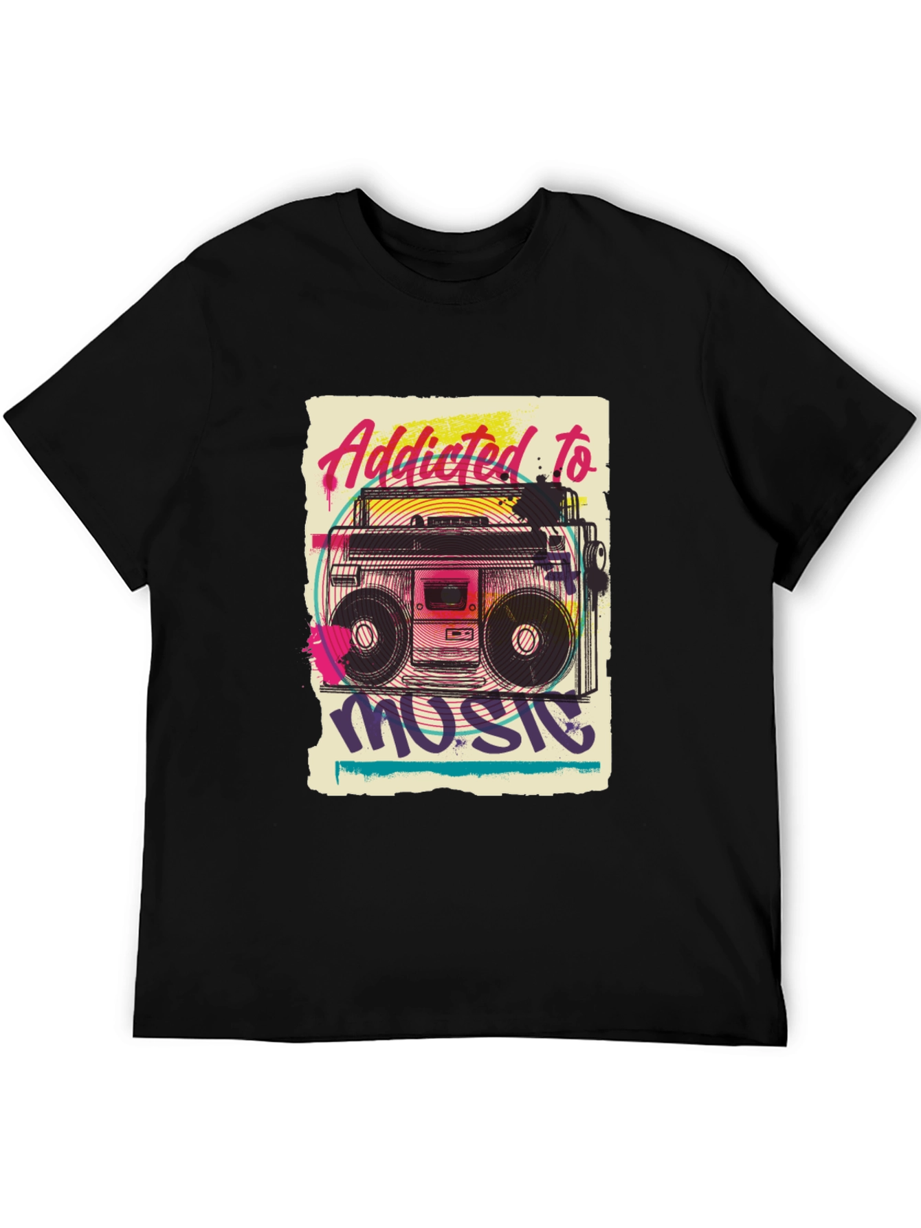 Black Addicted to Music Graphic Tee view 5