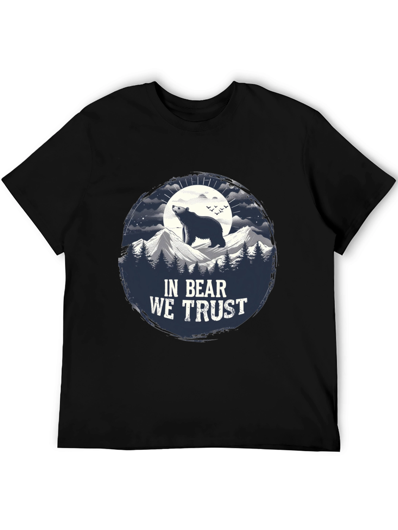 Black In Bear We Trust Graphic Tee - Black Cotton T-Shirt view 5