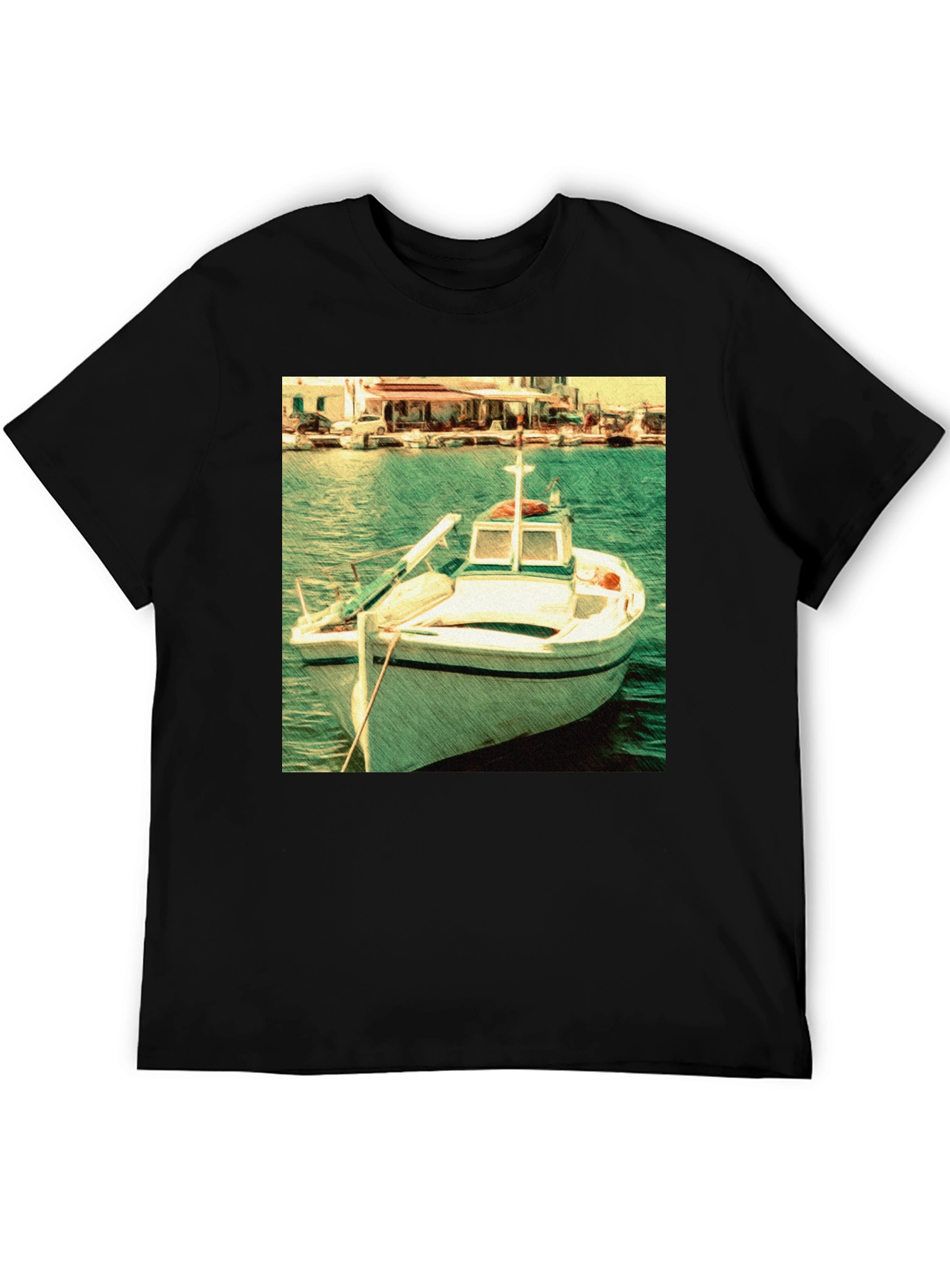 Black Boat Graphic Black T-Shirt view 5