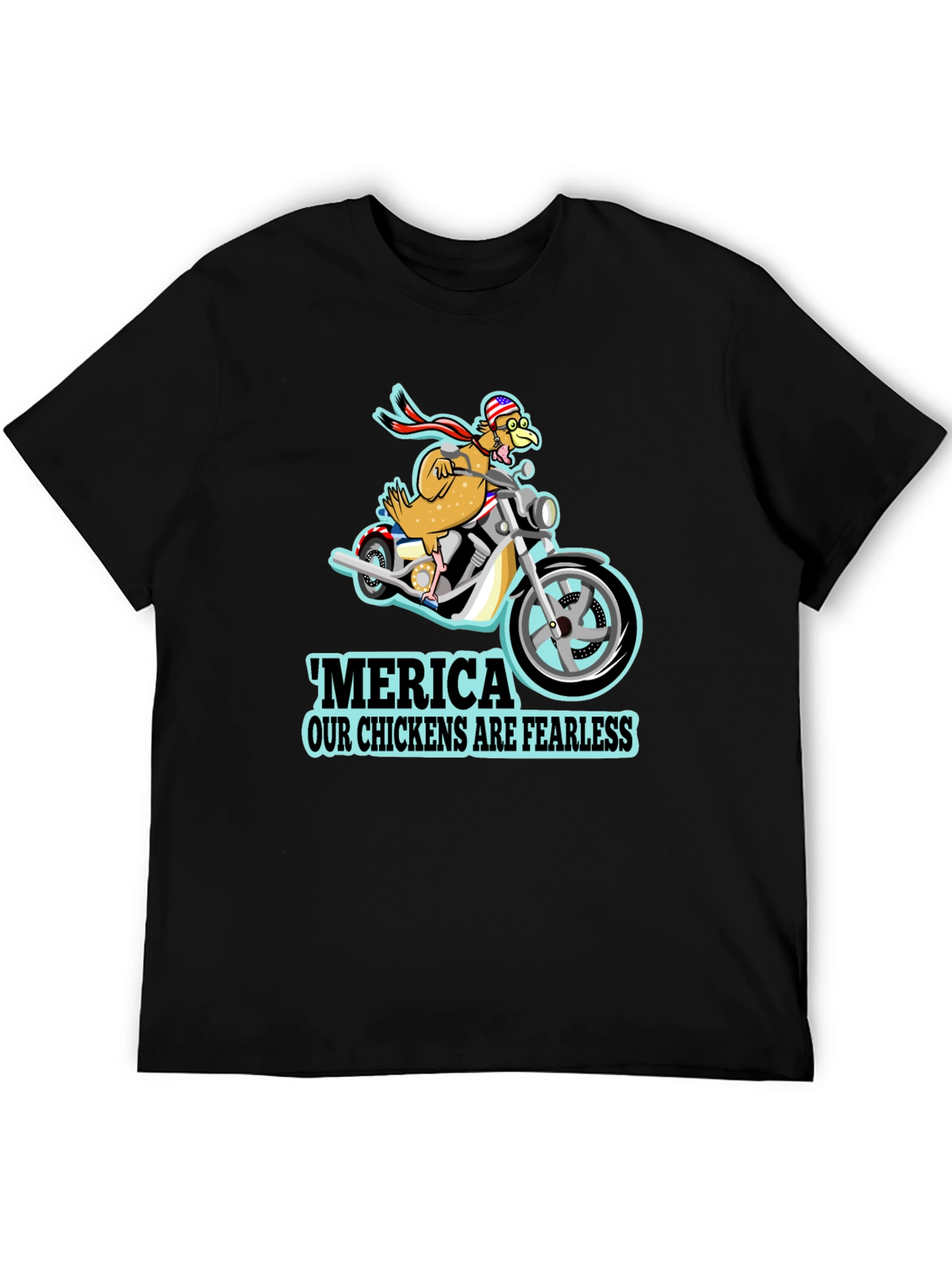 Black Fearless Chicken Rider Graphic Tee view 5