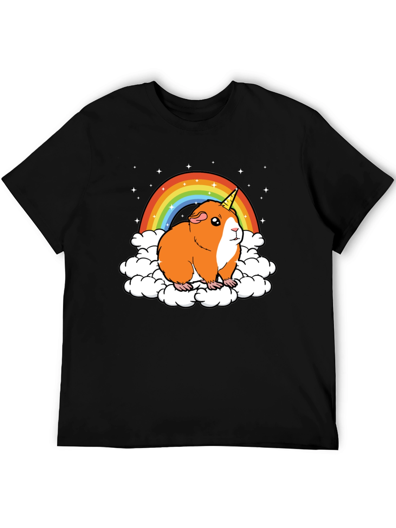 Black Guinea Pig Unicorn Rainbow Graphic Tee view 5