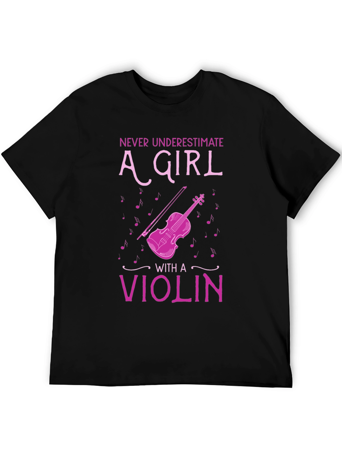 Black Never Underestimate A Girl With A Violin T-Shirt view 5