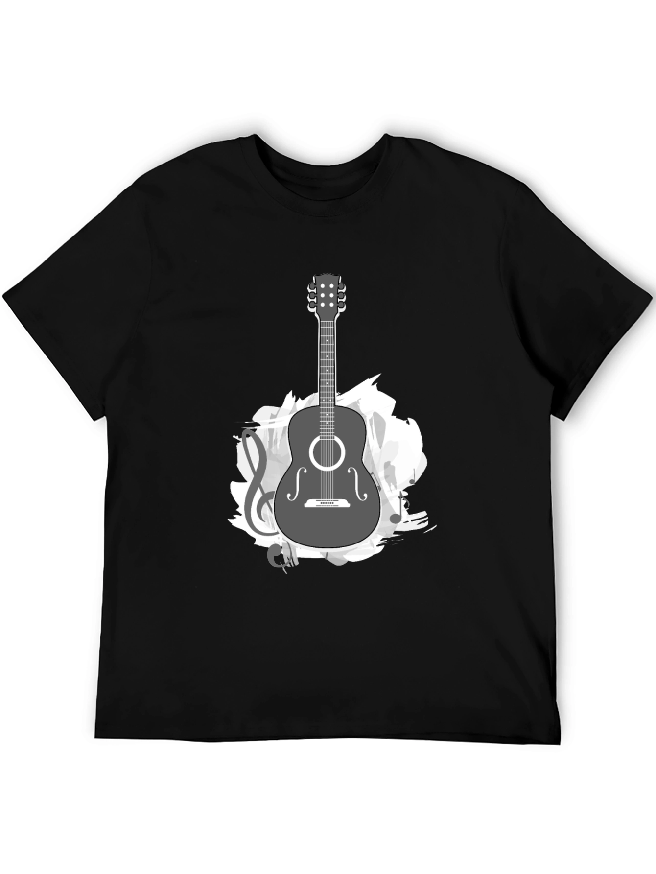 Black Guitar Music Graphic Tee - Black Cotton T-Shirt view 5