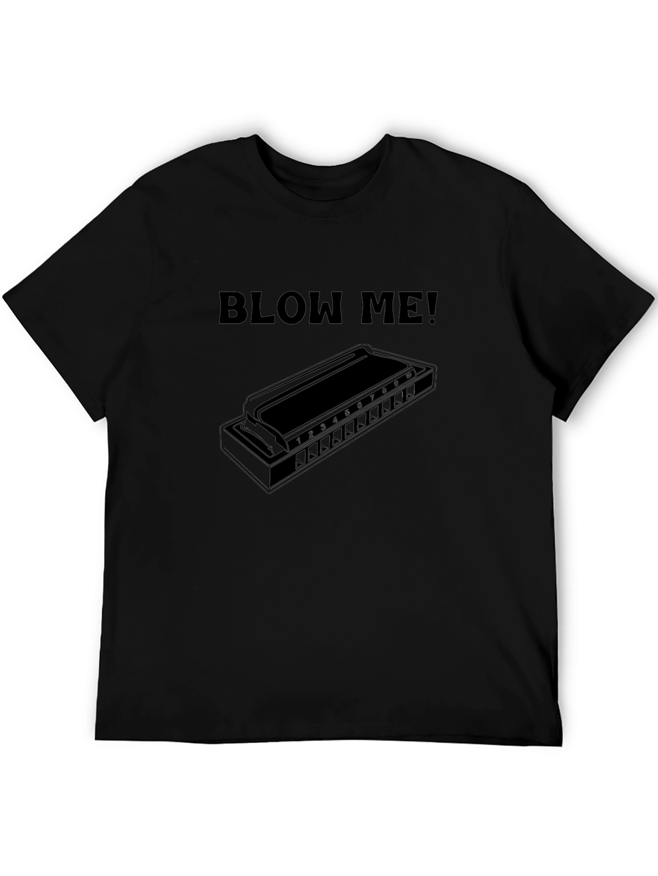 Black Blow Me Harmonica T-Shirt - Music Lover's Tee view 5