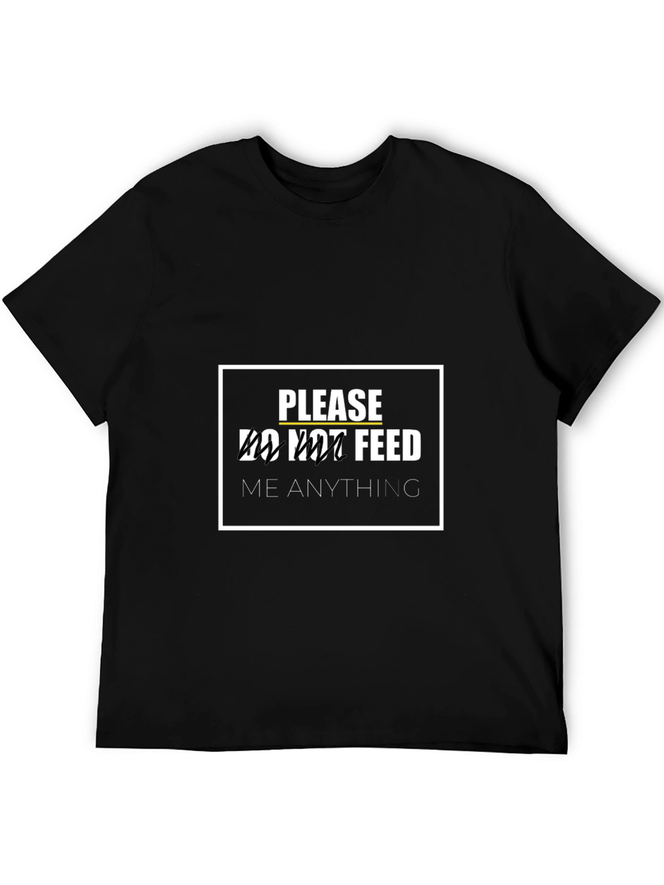 Black Funny "Do Not Feed" Graphic Tee - Black view 5