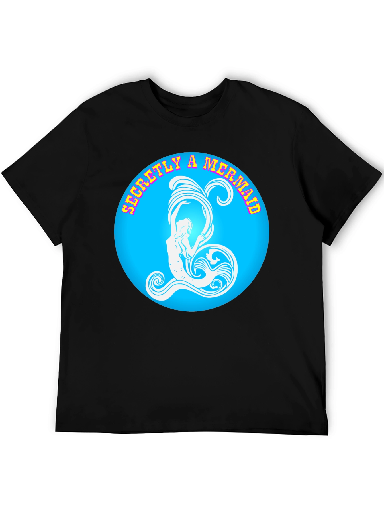 Black Secretly A Mermaid Graphic Tee - Black Cotton T-Shirt view 5