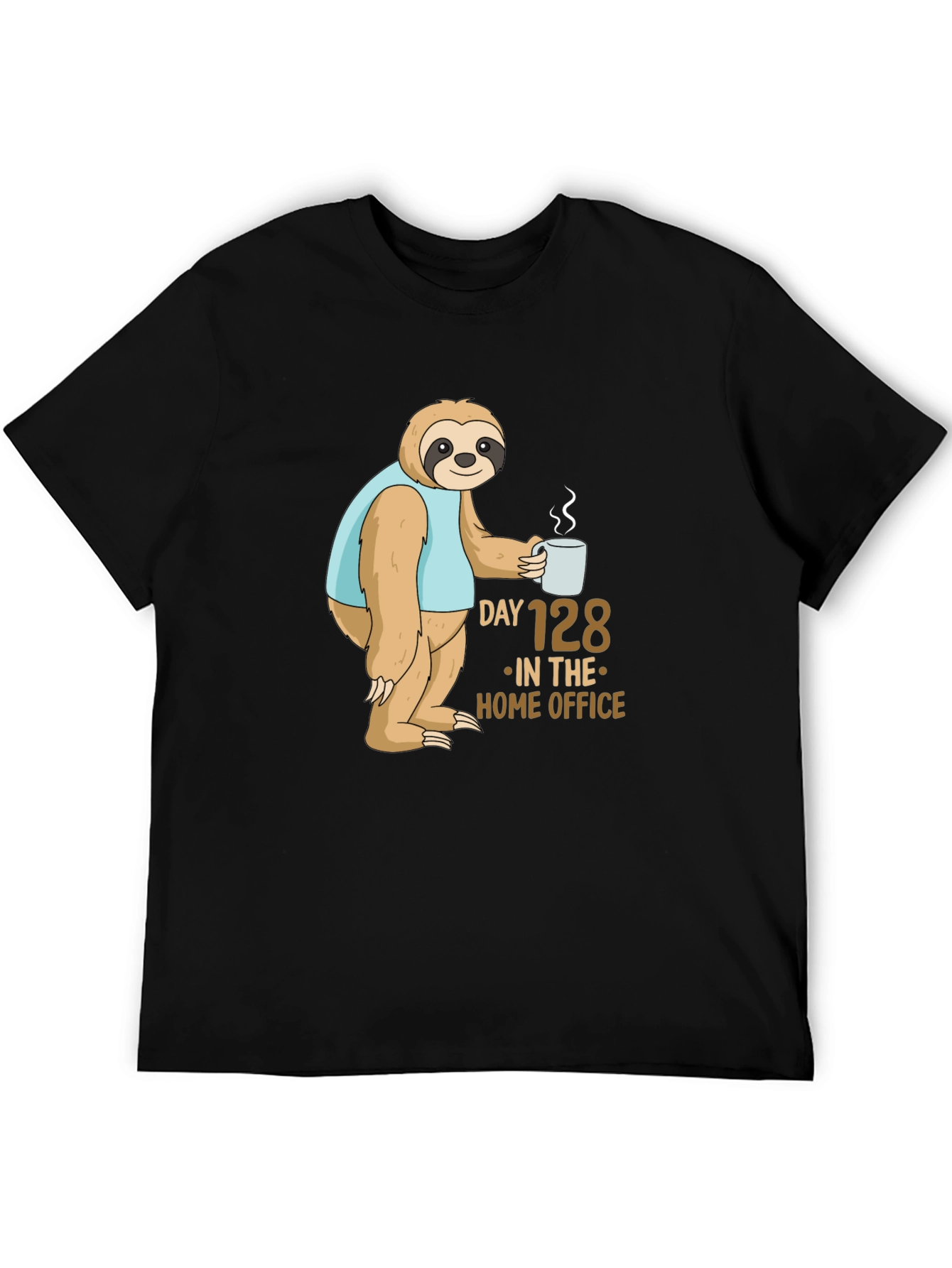 Black Sloth Day 128 Home Office T-Shirt view 5