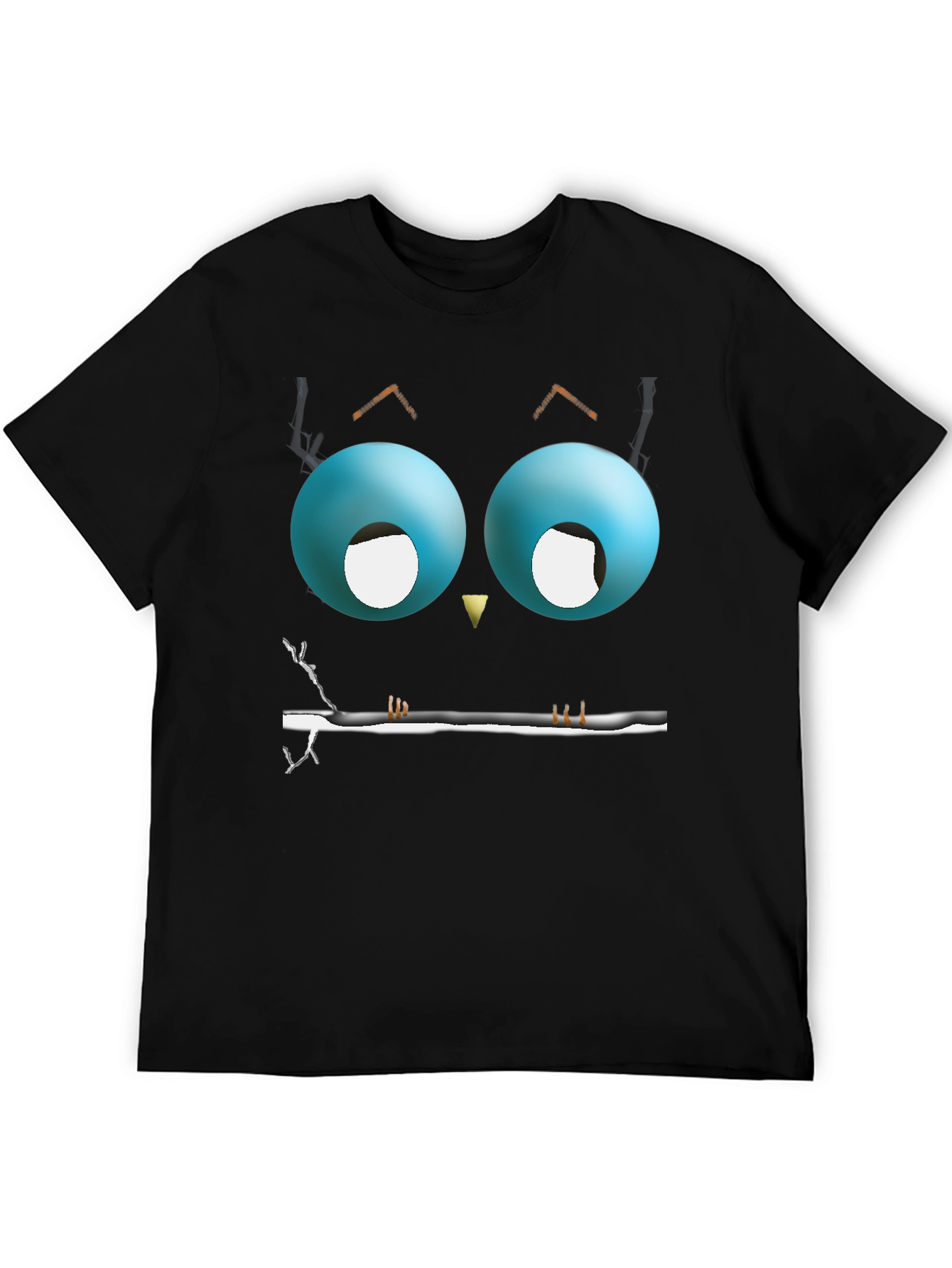 Black Cartoon Owl Eyes T-Shirt - Men's Black Graphic Tee view 5