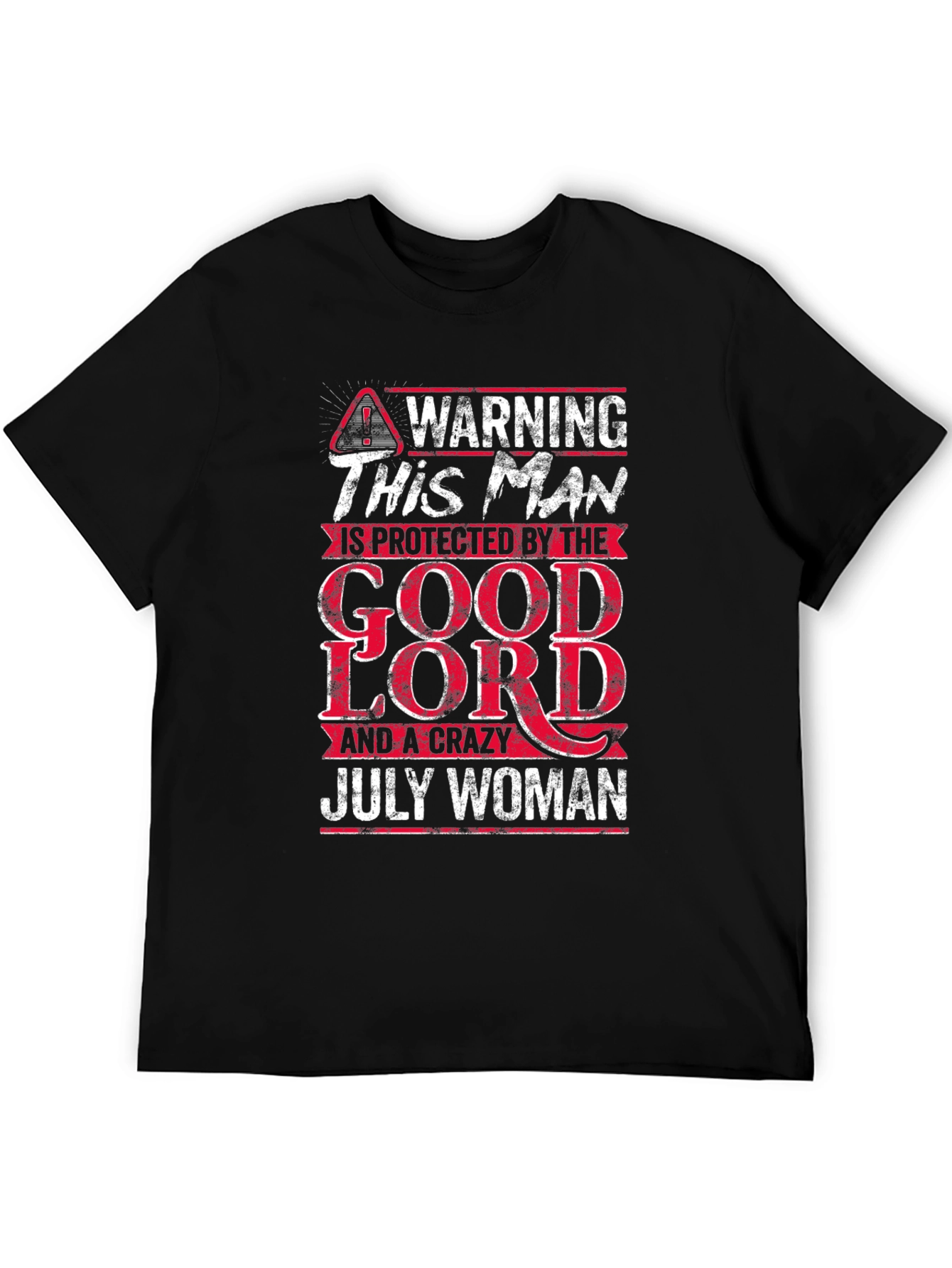 Black Protected by Good Lord and a Crazy July Woman T-Shirt view 5