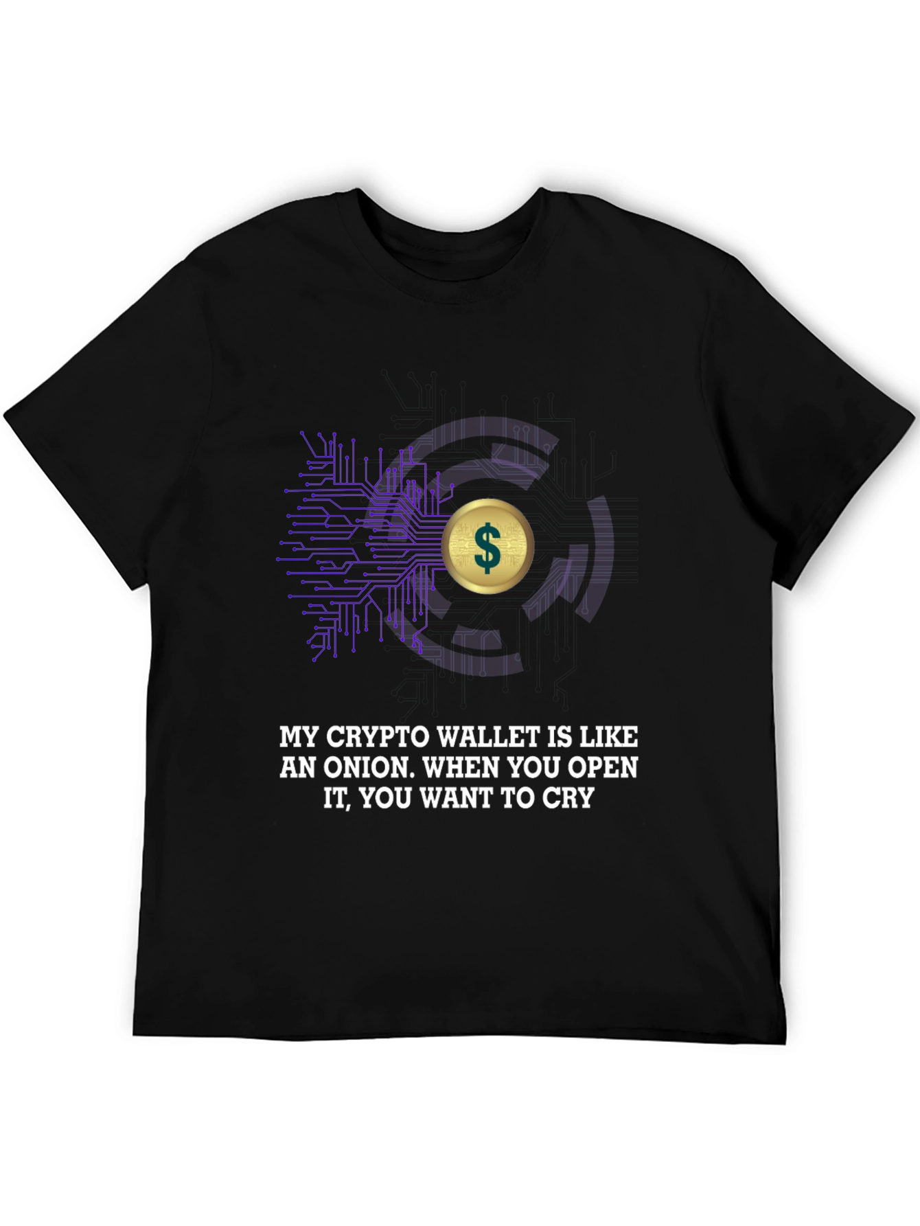 Black Crypto Wallet Onion T-Shirt view 5