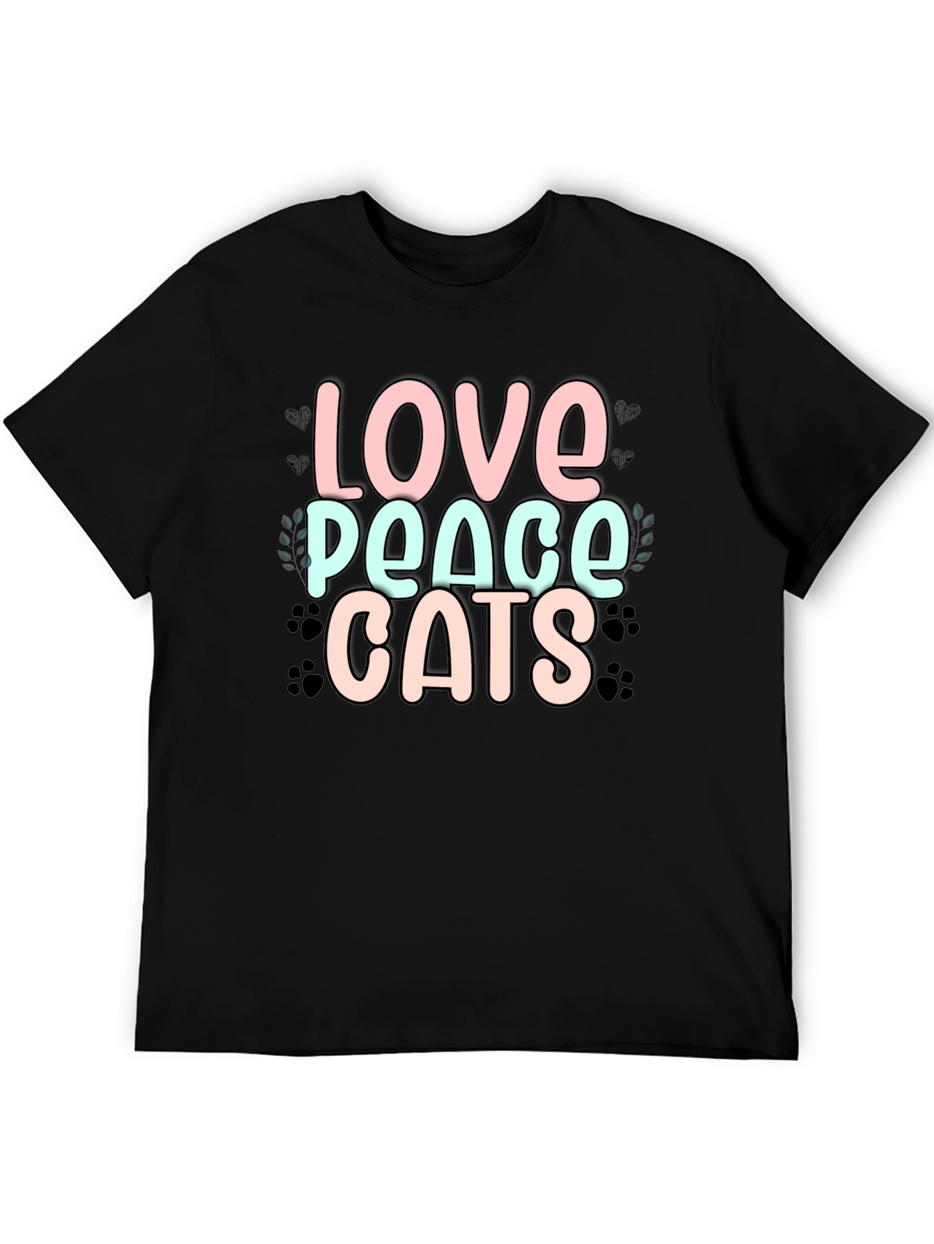 Love Peace Cats Black T-Shirt - 5