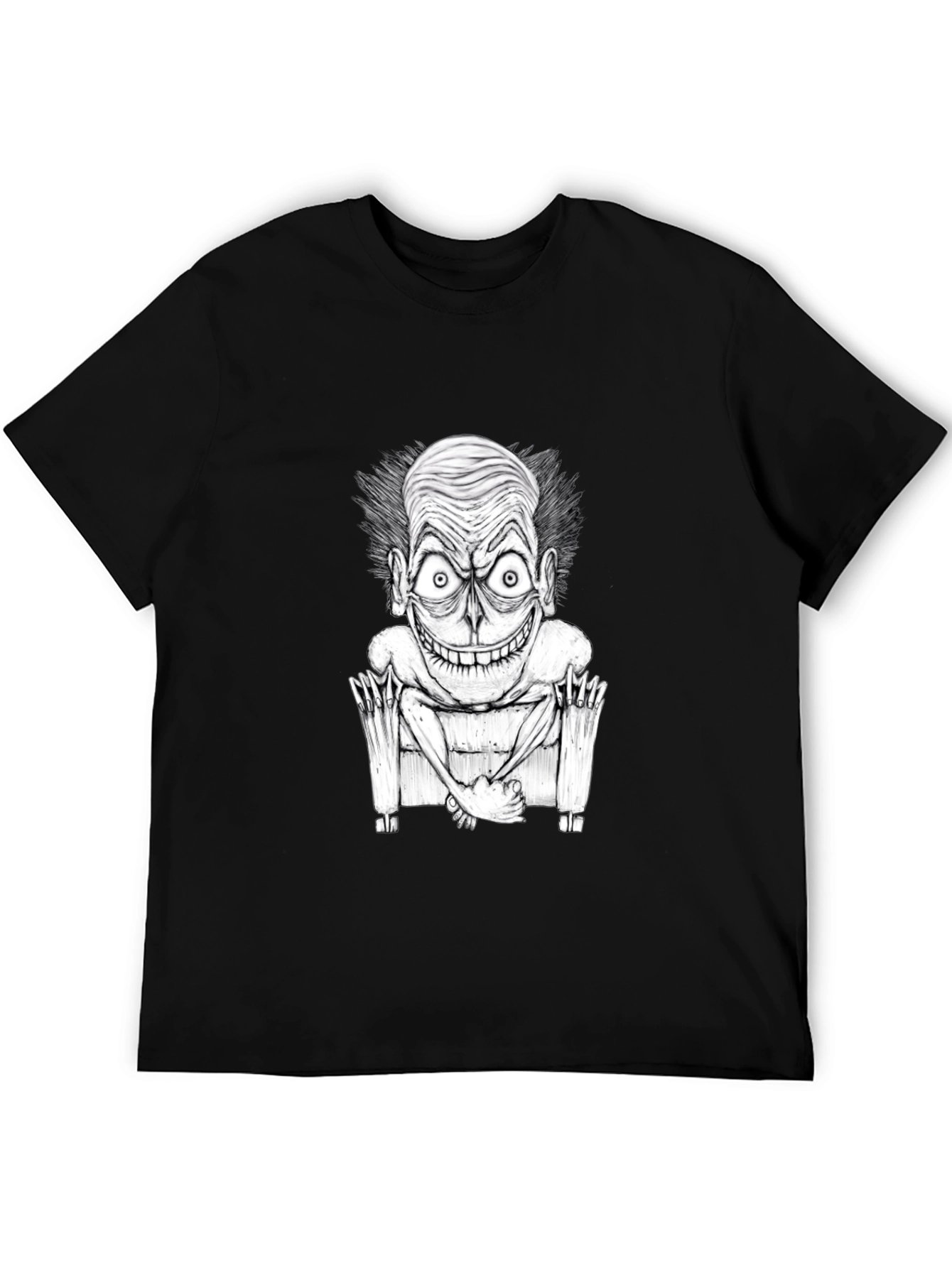 Black Creepy Cartoon Graphic Tee - Black view 5