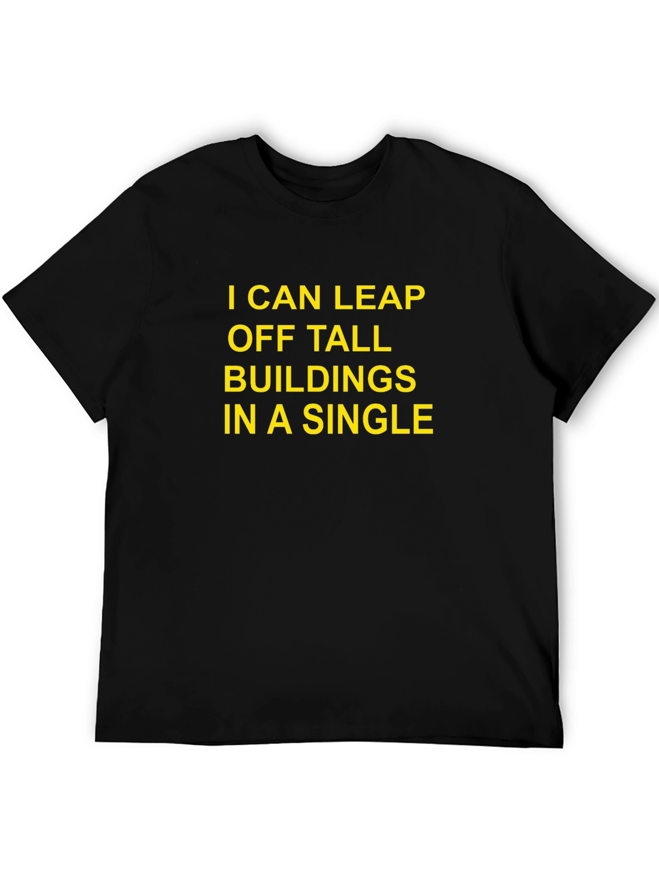 Black Humorous "Leap Buildings" Black T-Shirt view 5