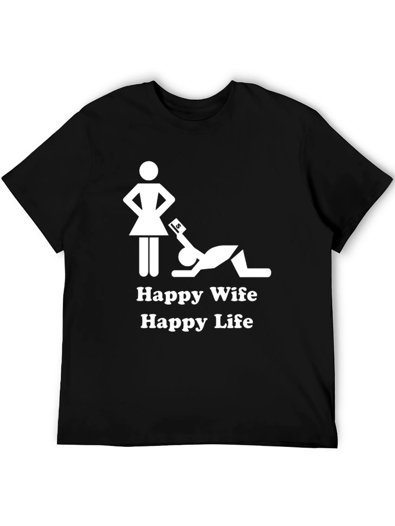 Black Happy Wife Happy Life Black Graphic Tee view 5