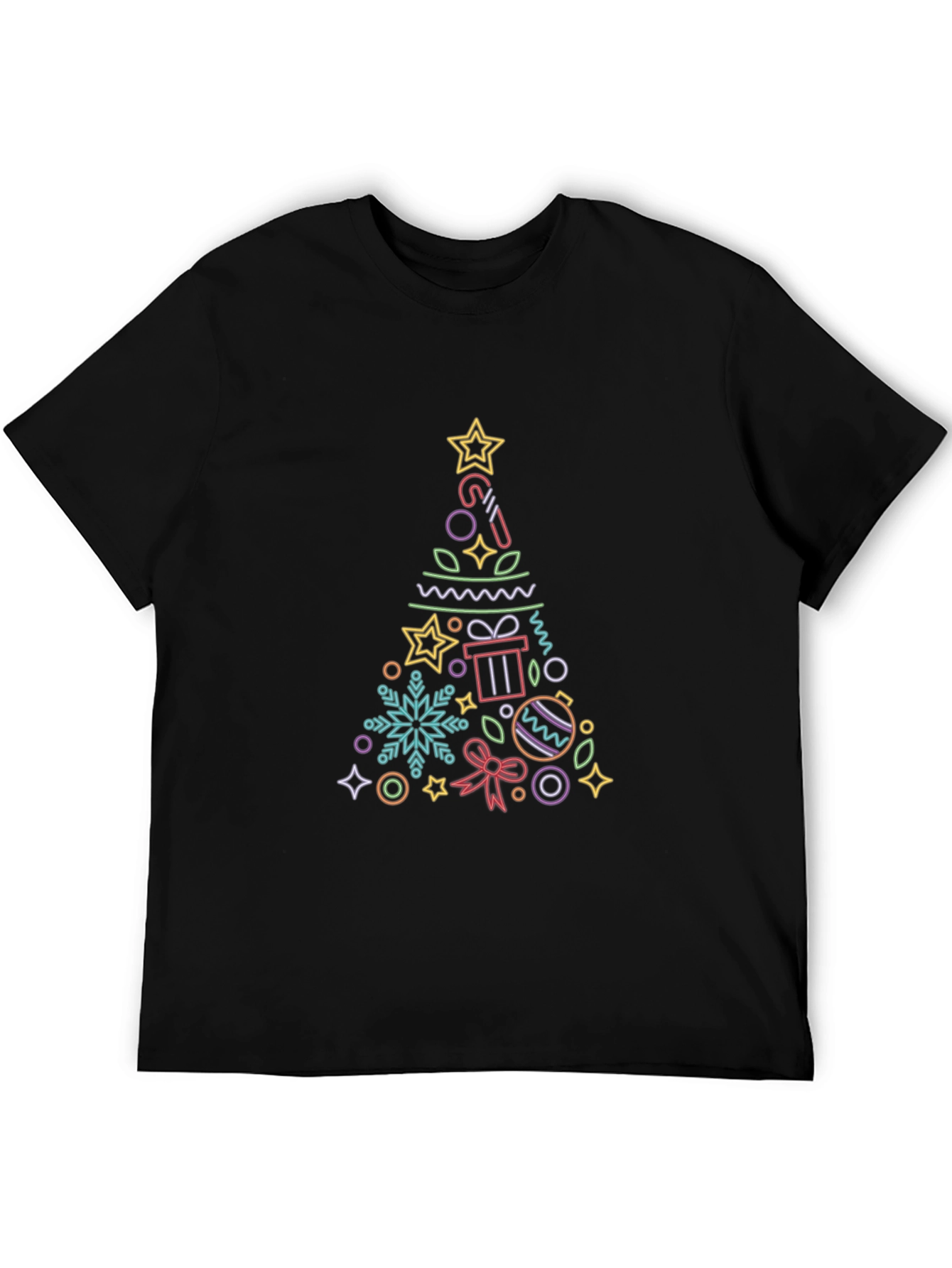 Black Festive Christmas Tree Graphic Tee - Holiday Style view 5