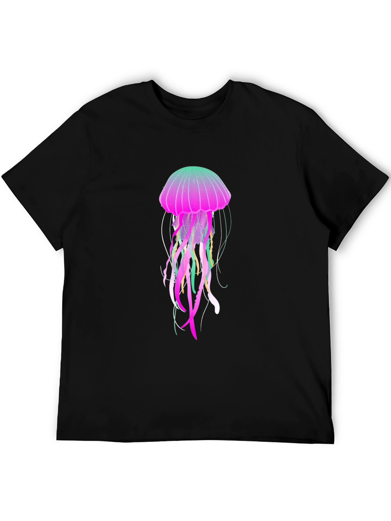Black Neon Jellyfish Graphic Black T-Shirt view 5