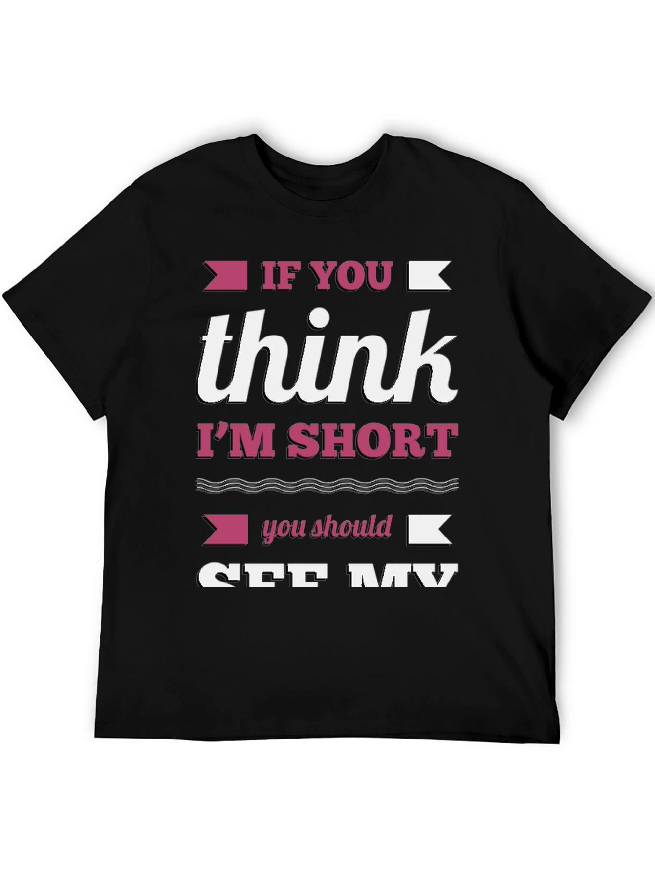 Black Funny Short Person Graphic T-Shirt view 5