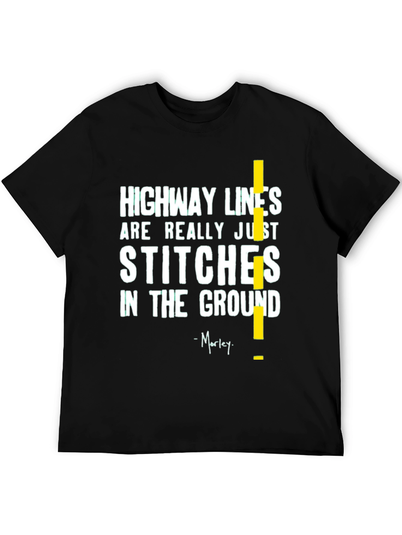 Black Highway Lines T-Shirt - Stitches in the Ground Tee view 5