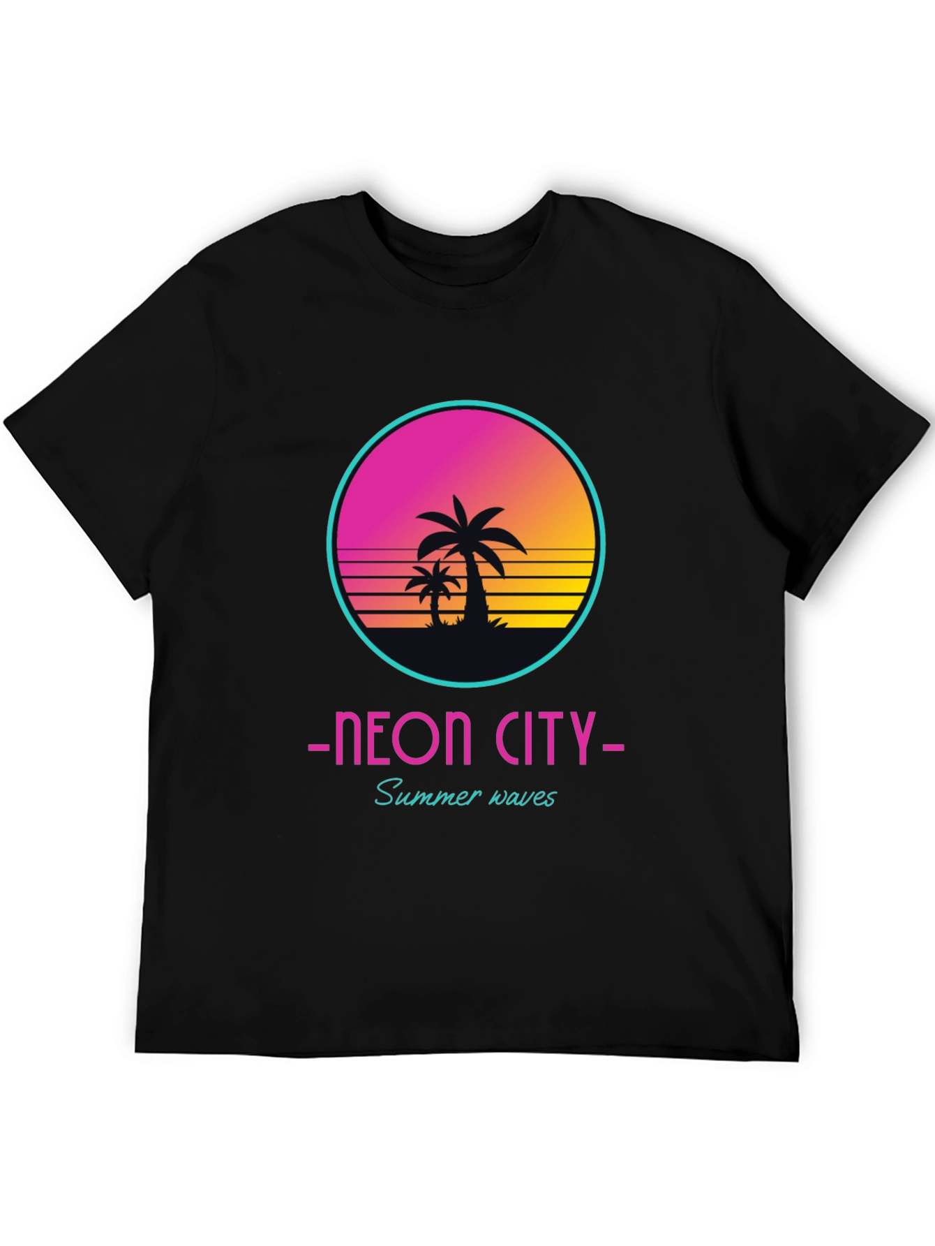 Black Neon City Summer Waves Graphic Tee view 5