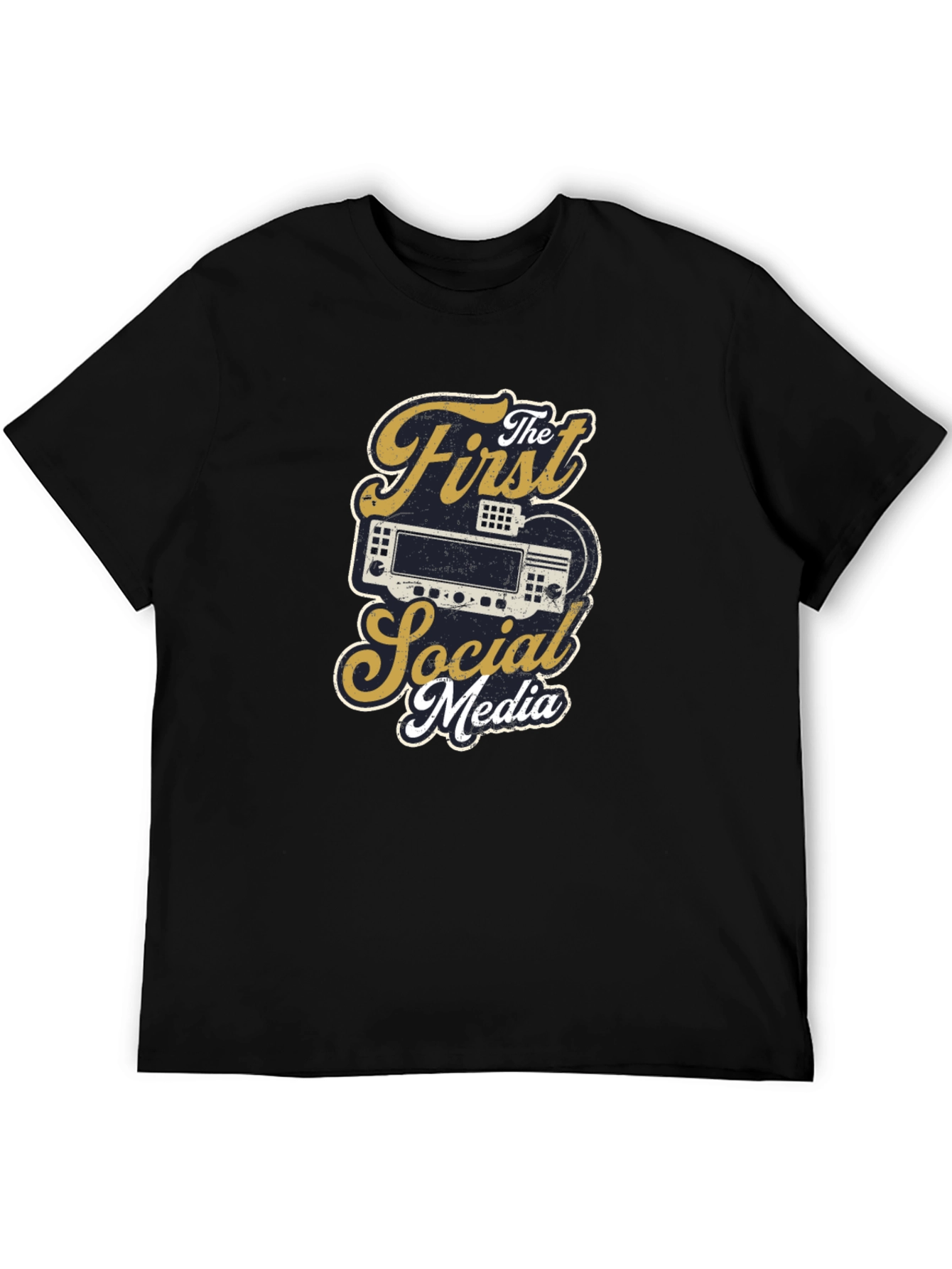 Black The First Social Media T-Shirt - Ham Radio Operator Tee view 5