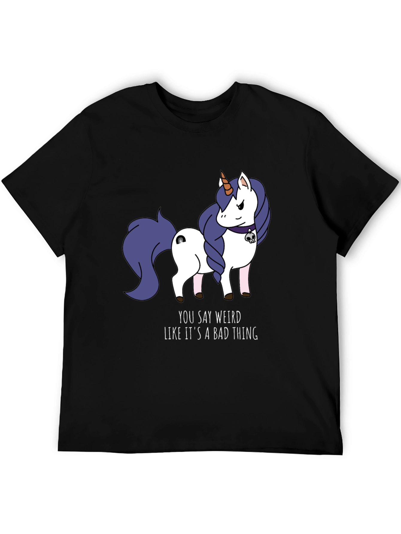 Black Weird Unicorn T-Shirt - Funny Graphic Tee for Men view 5
