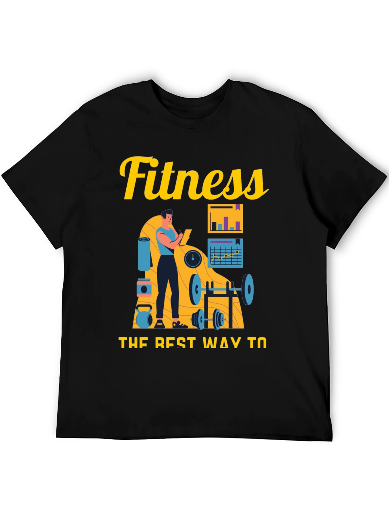 Black Fitness Workout Graphic Tee view 5