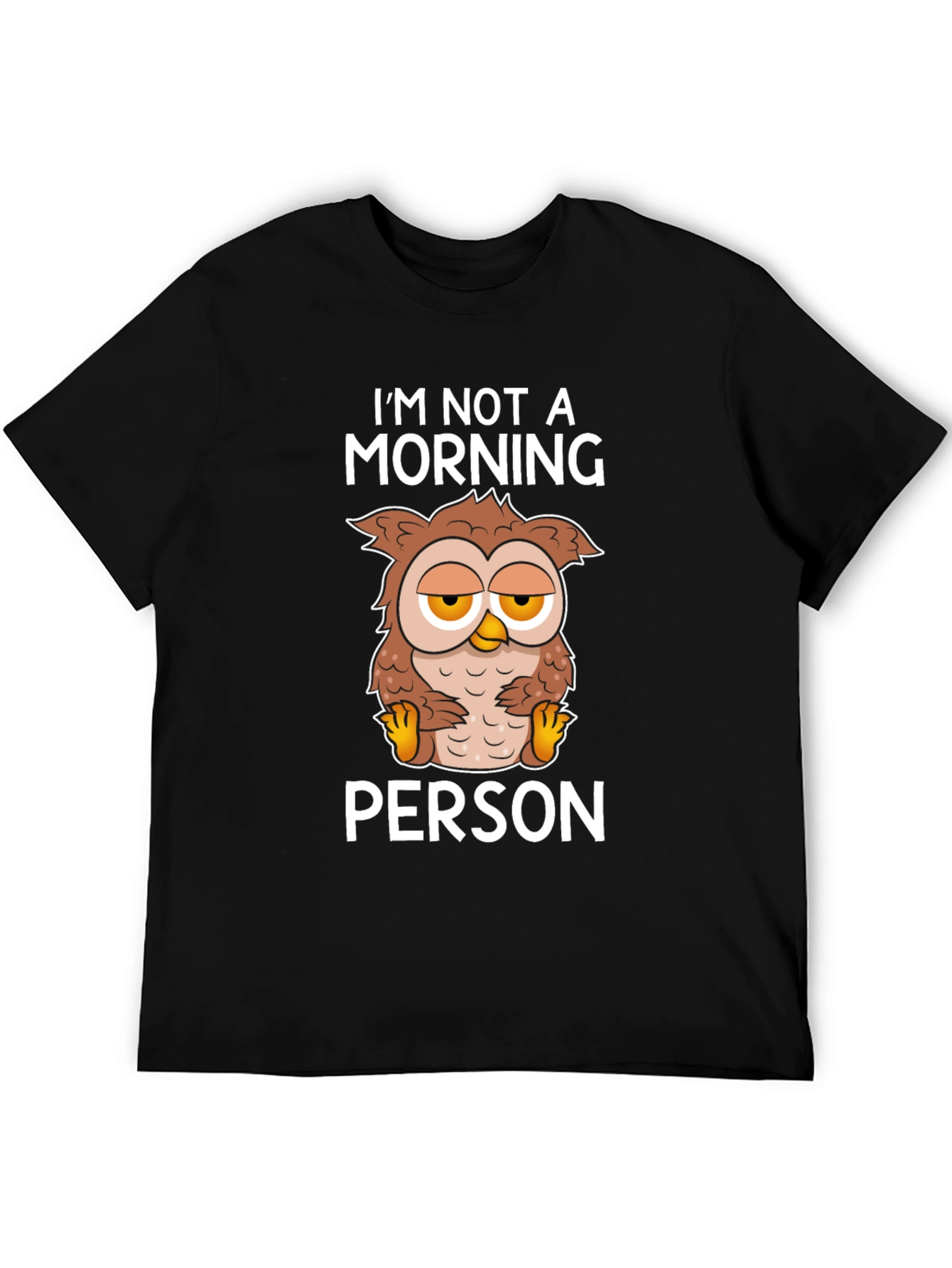Black I'm Not A Morning Person Owl Graphic Tee view 5