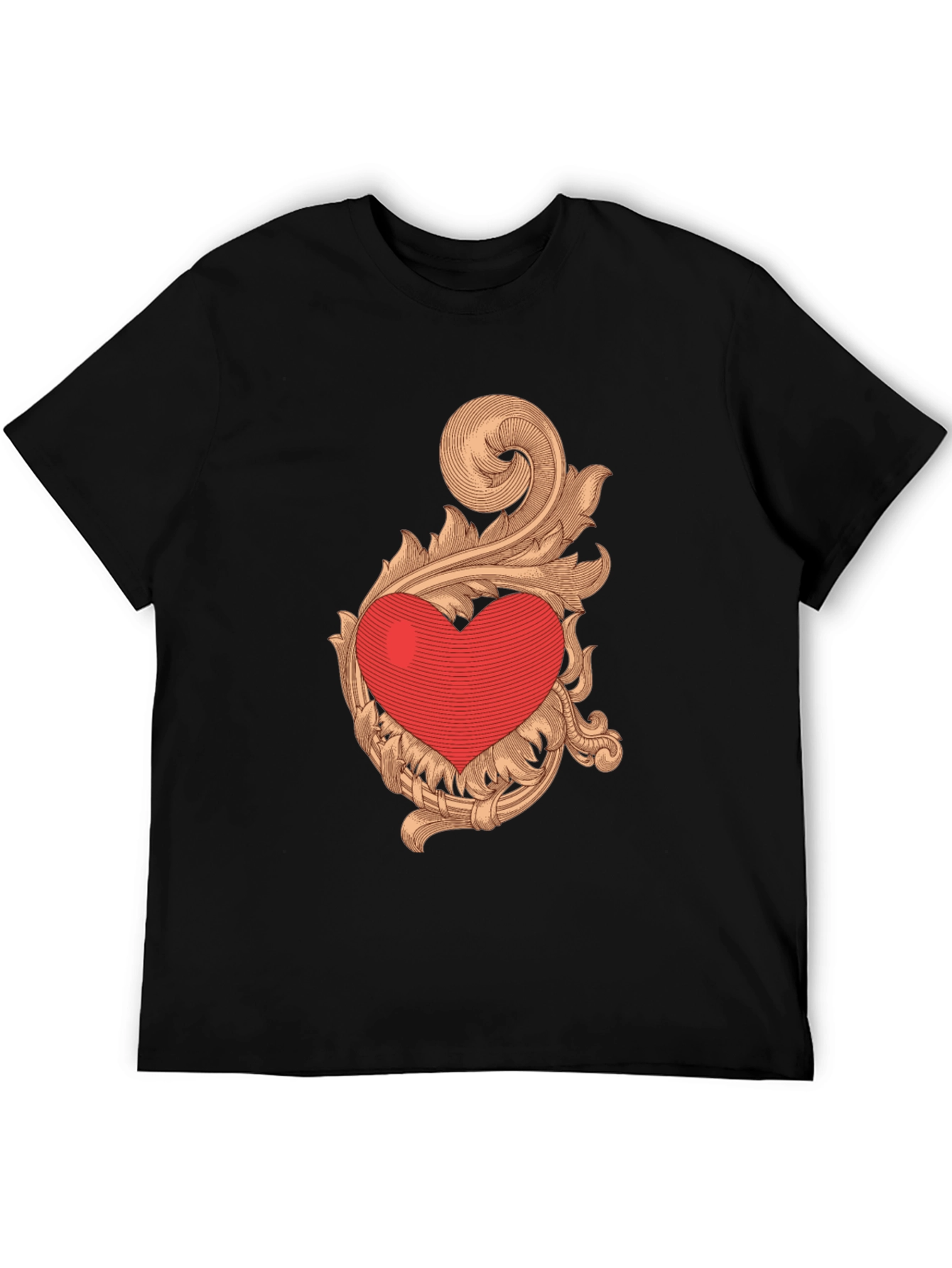 Heart Scrollwork Black Graphic Tee - 5