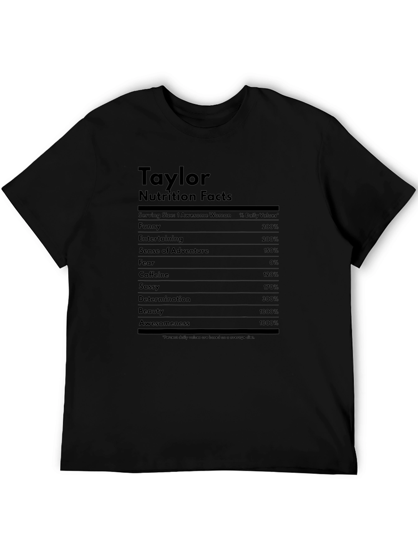 Black Taylor Nutrition Facts Graphic T-Shirt view 5